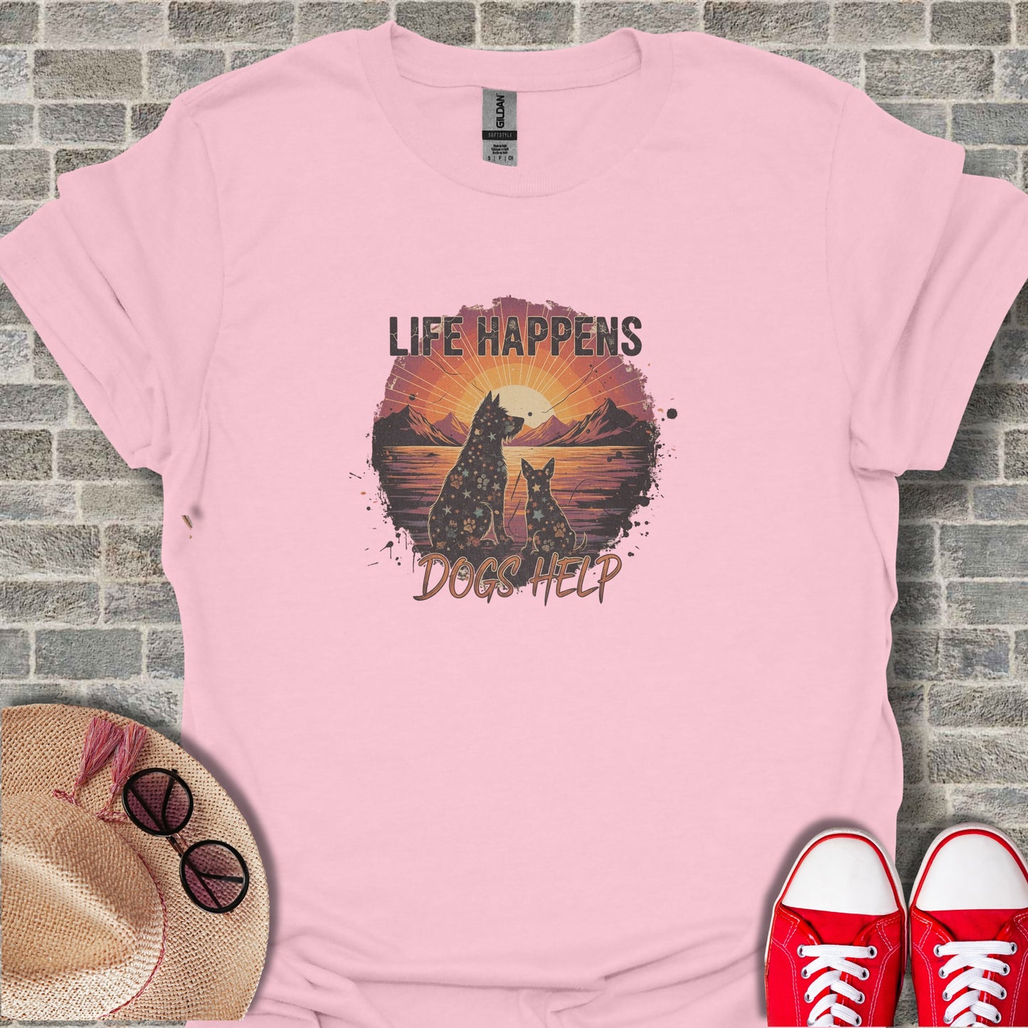 Life Happens Dogs Help Cute Casual T-Shirt