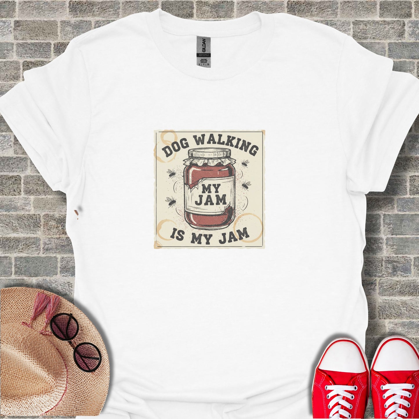 Dog Walking Is My Jam Vintage Style Graphic Shirt