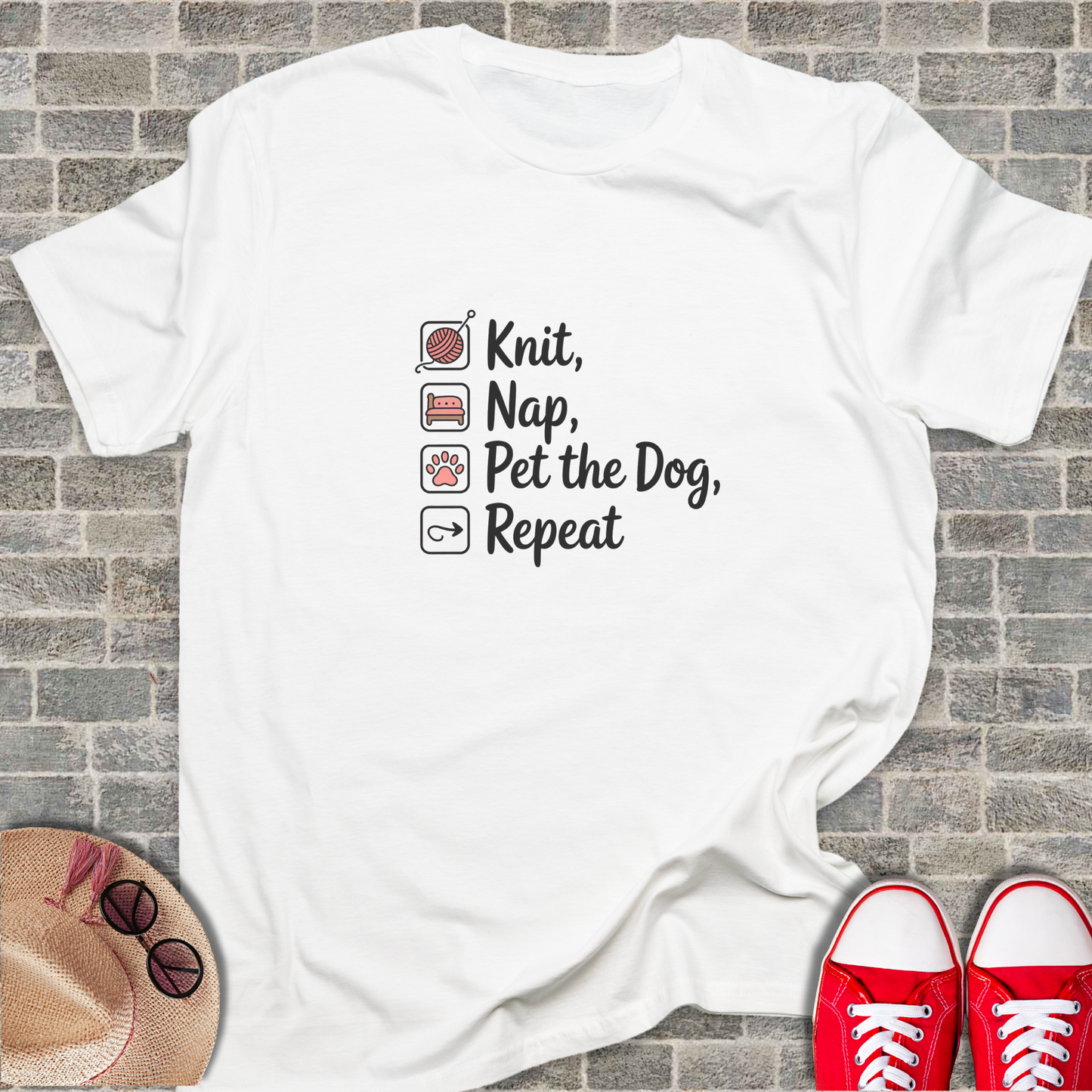 Knit Nap Pet the Dog Repeat T-Shirt