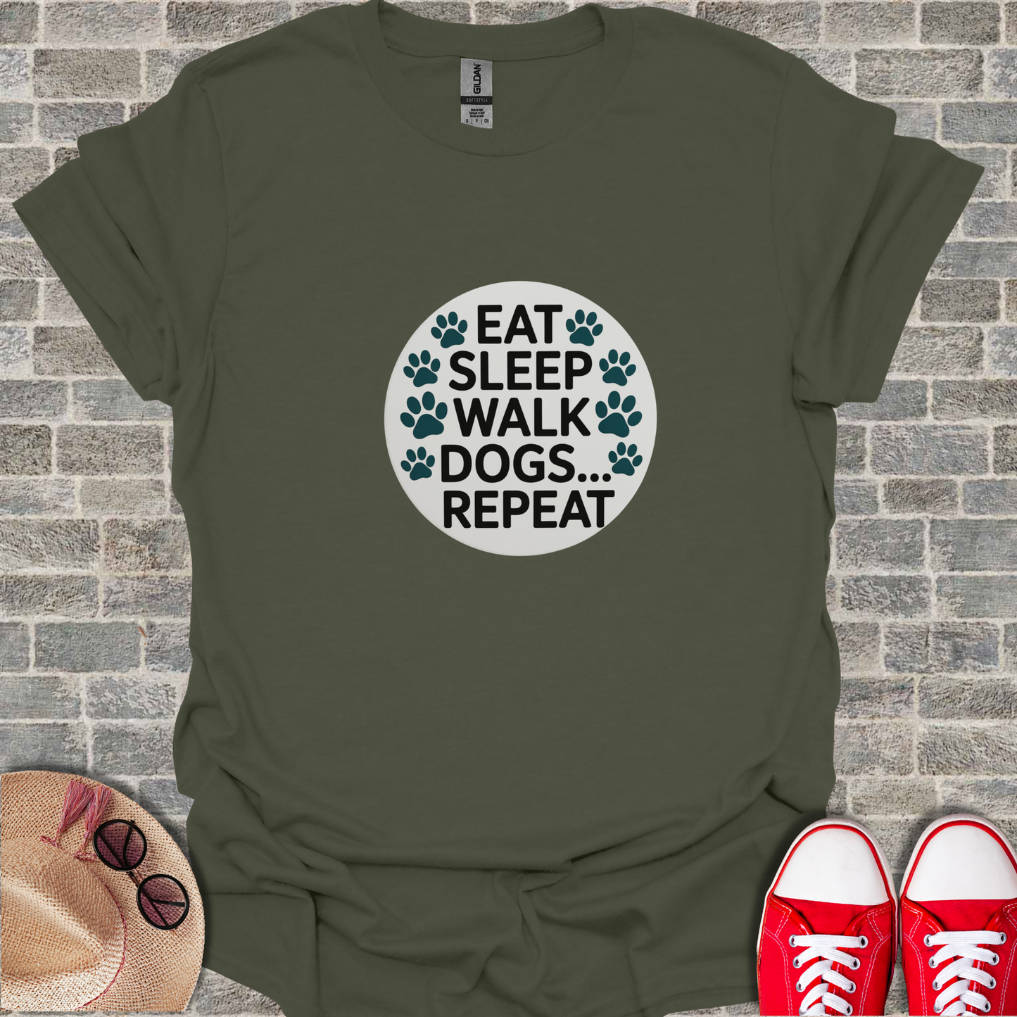 Circular Dog Lover Graphic T-Shirt