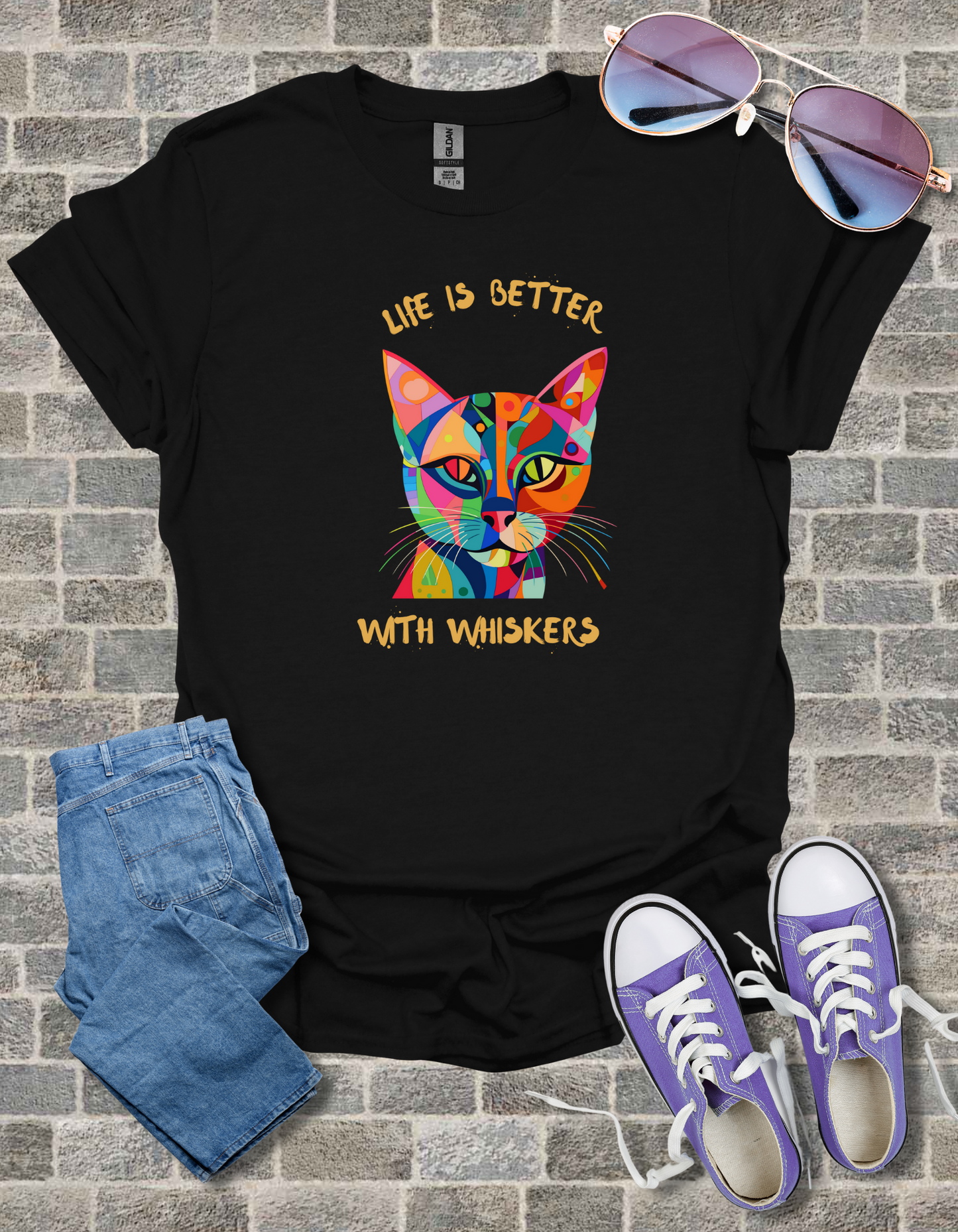 Life is Better with Whiskers T-Shirt