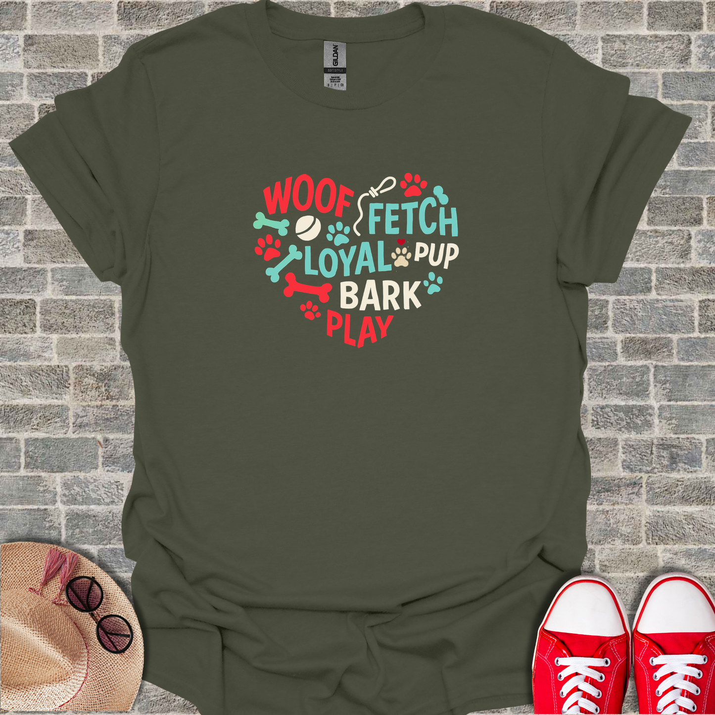 Dog Lover's Unisex T-Shirt - Woof, Fetch, Pup, Bark, Play - Perfect for Pet Owners, Birthdays, Dog Walks, or Casual Wear