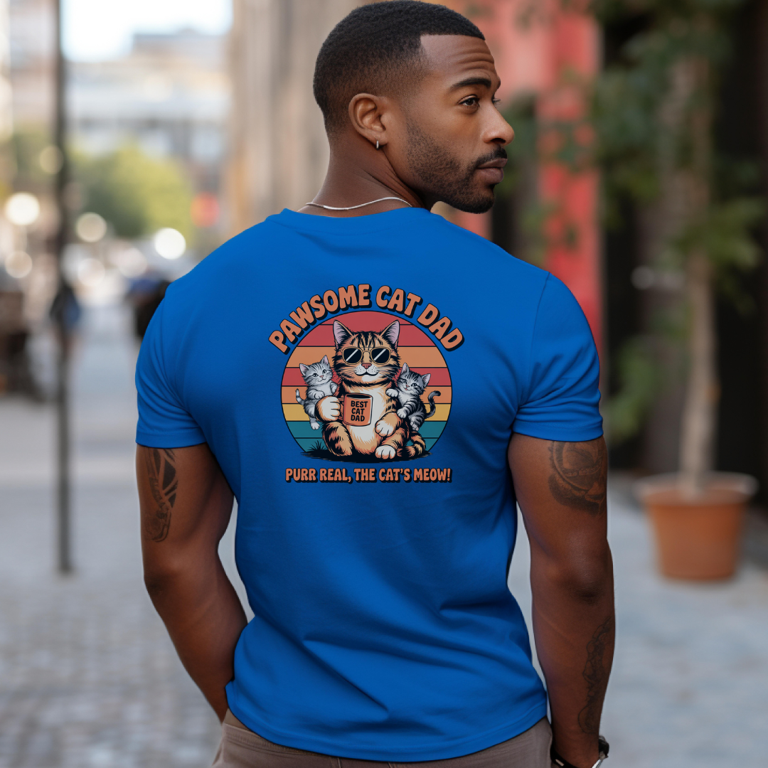 Pawsome Cat Dad Unisex T-Shirt - Purr Real, The Cat's Meow Design