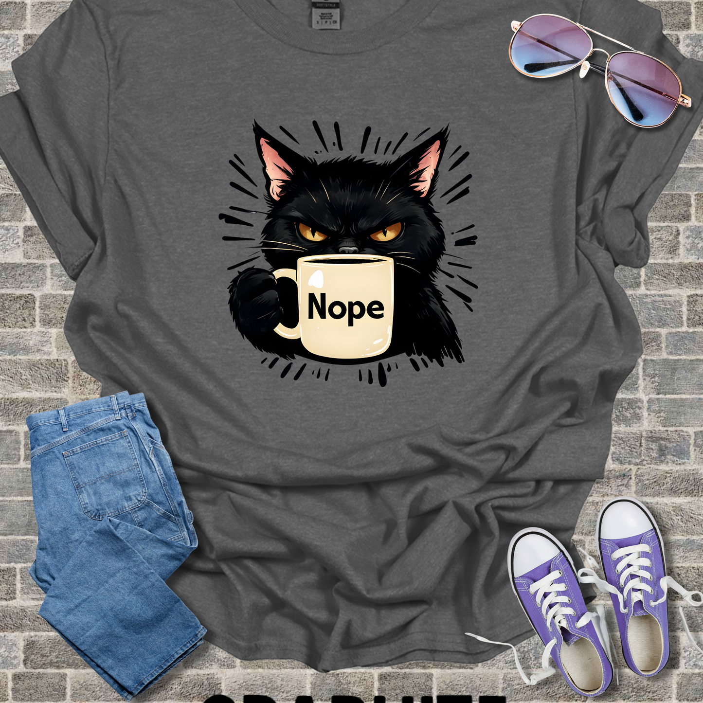 Nope Cat Unisex Softstyle T-Shirt