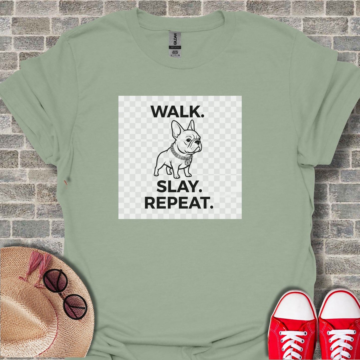 Walk Slay Repeat Graphic Tee for Dog Lovers