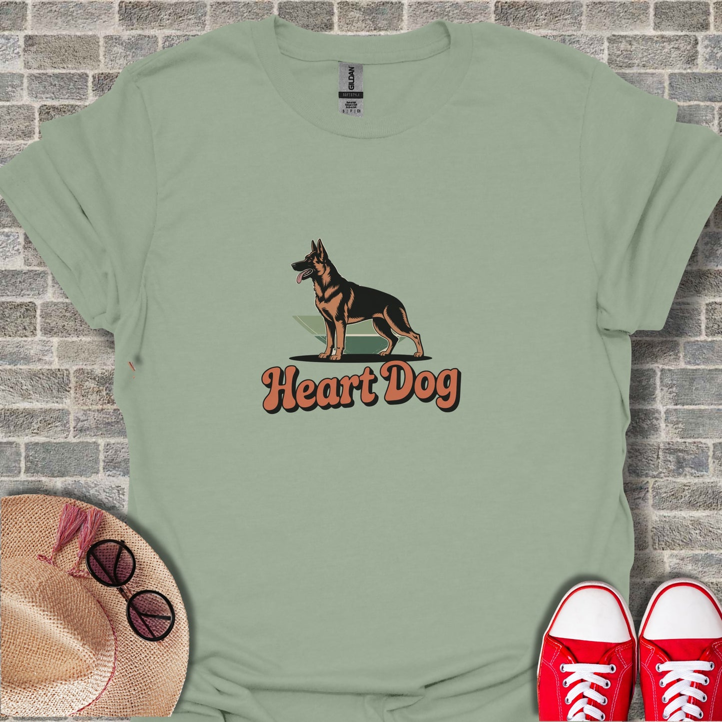 German Shepherd Heart Dog Graphic T-Shirt