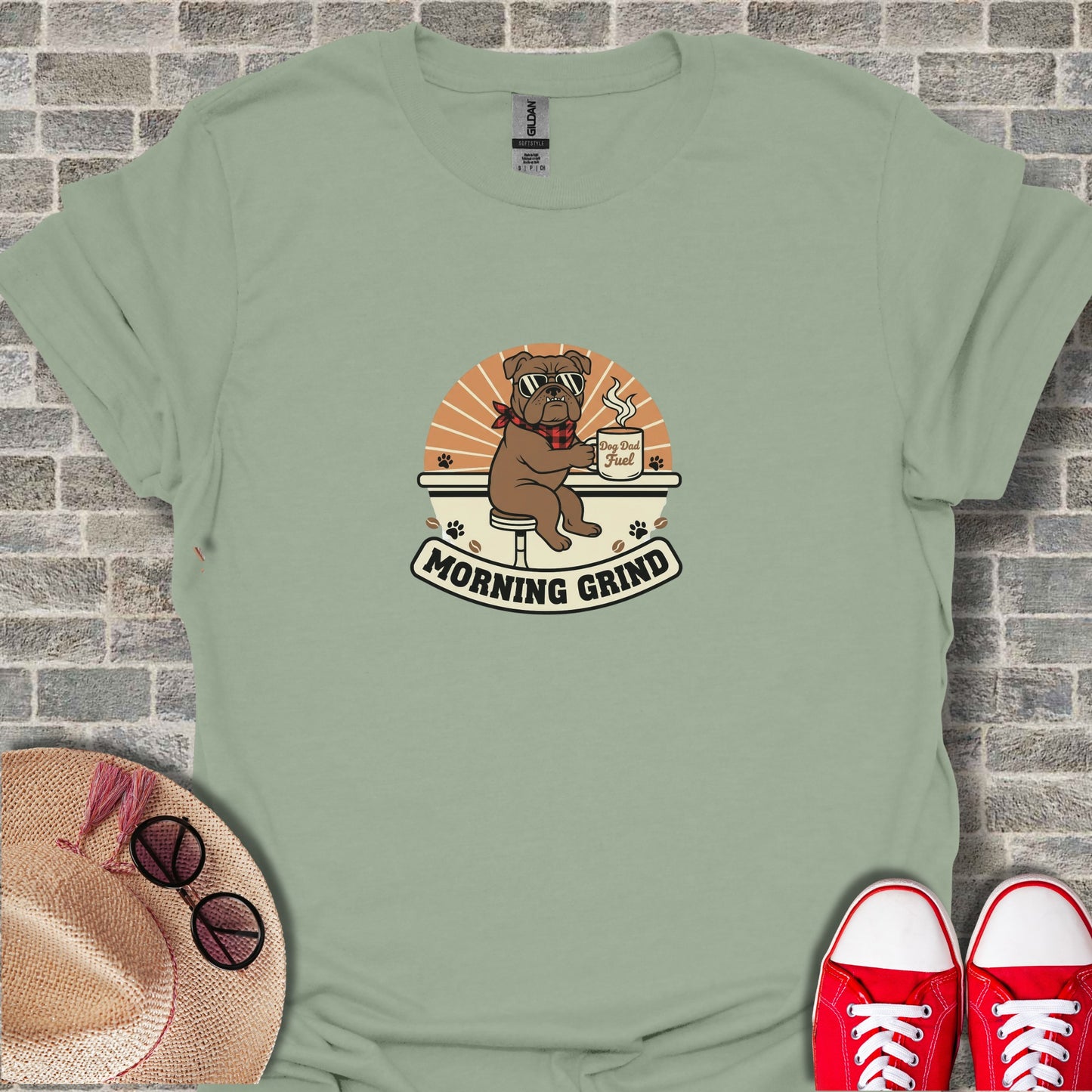 Morning Grind Cute Coffee Lover T-Shirt for Dog Lovers