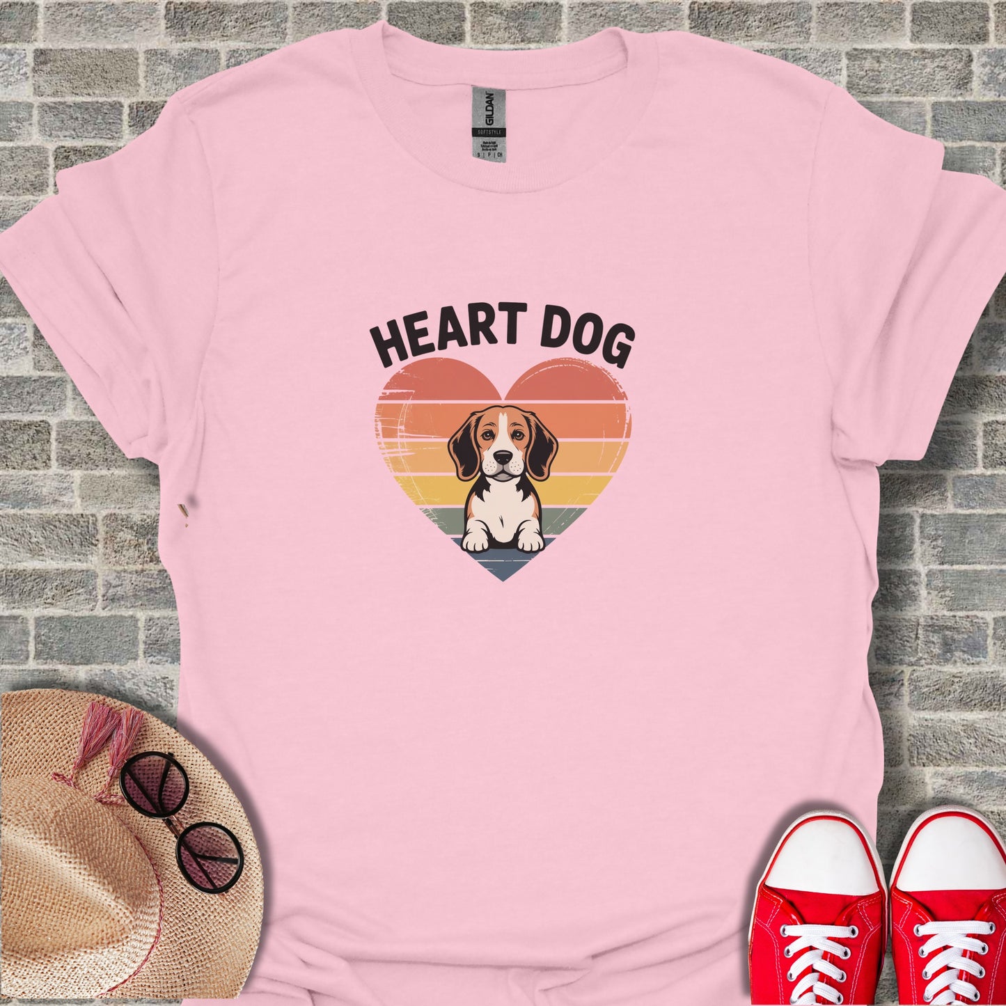 Heart Dog Graphic Design Shirt Displaying Puppy