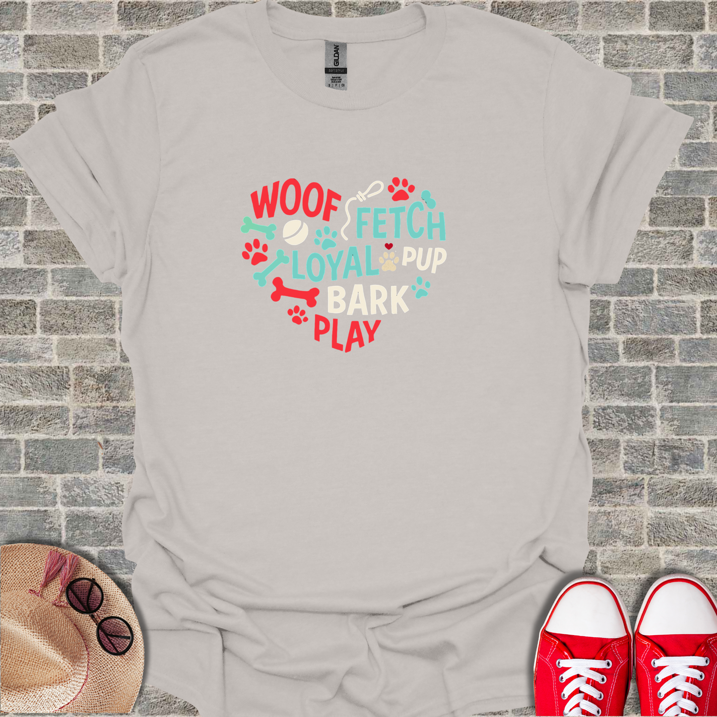 Dog Lover's Unisex T-Shirt - Woof, Fetch, Pup, Bark, Play - Perfect for Pet Owners, Birthdays, Dog Walks, or Casual Wear