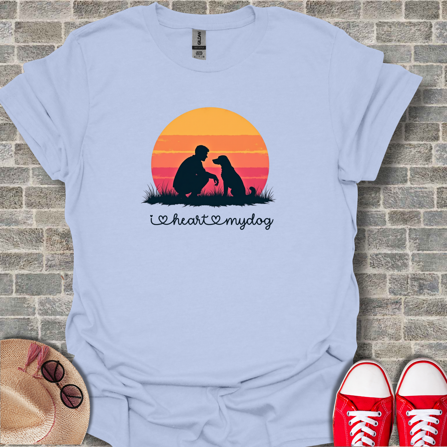 'I Heart My Dog' Phrase, Vintage Dog Lover T-Shirt