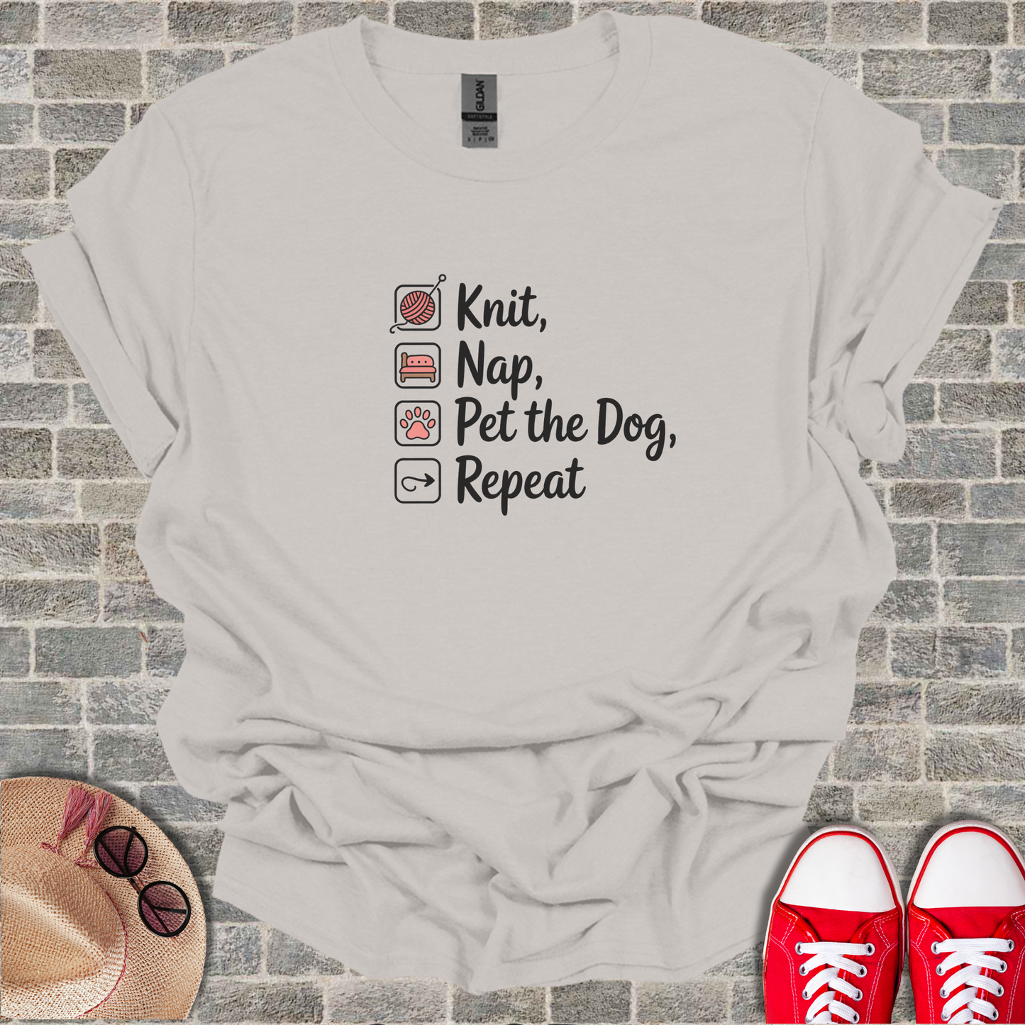 Knit Nap Pet the Dog Repeat T-Shirt
