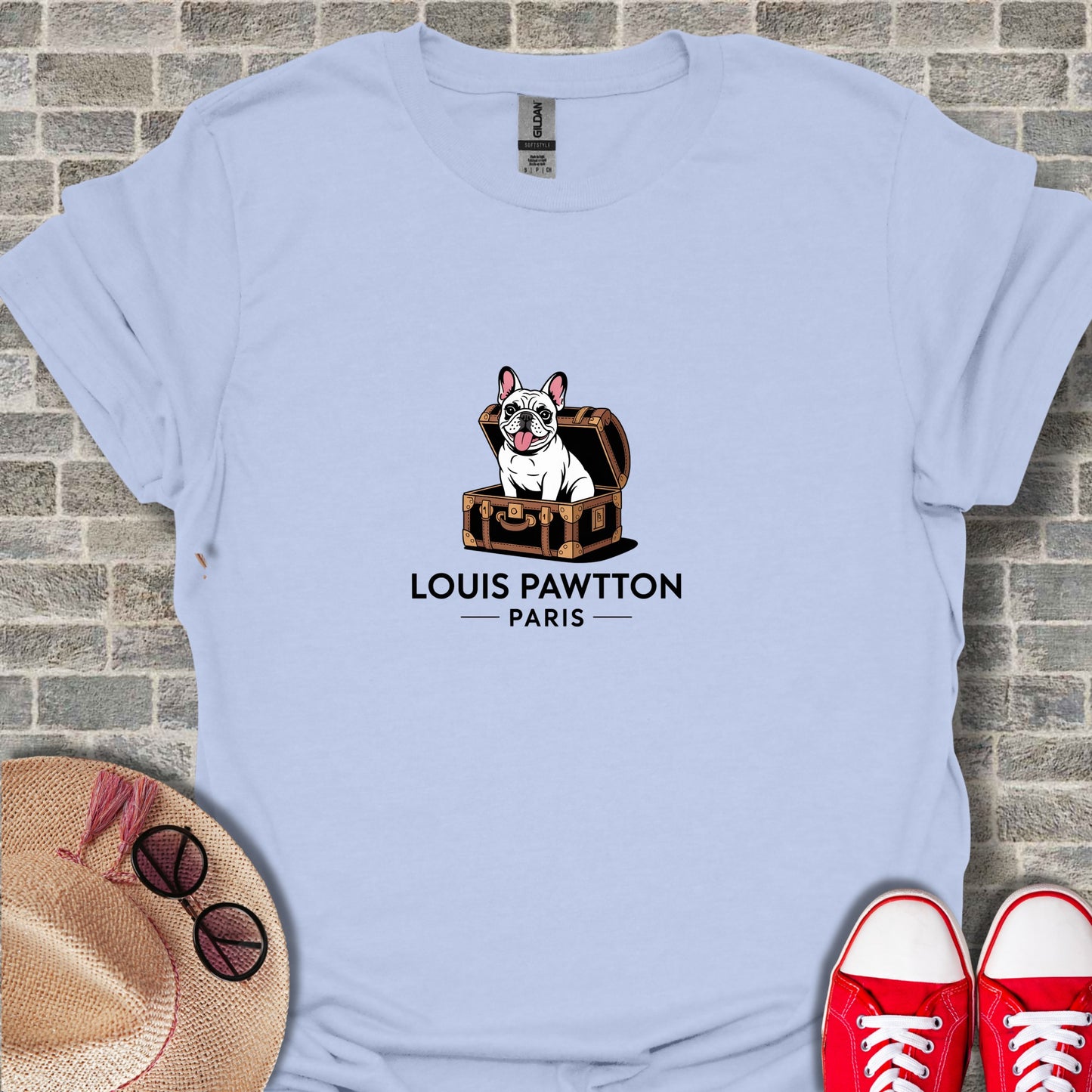 French Bulldog in Louis Pawtton Chest T-Shirt