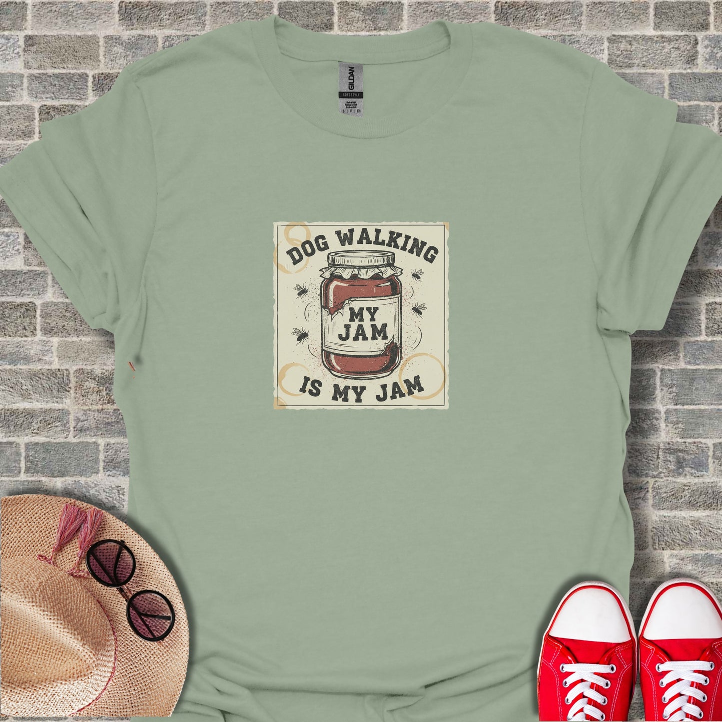 Dog Walking Is My Jam Funny Graphic Casual Shirt