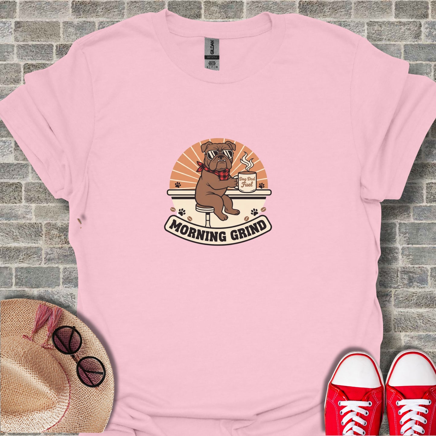 Morning Grind Shirt Cute Dog with Coffee Graphic Tee