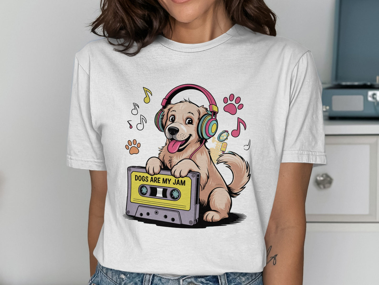 Dogs Are My Jam Cassette Tape Headphones T-Shirt product type