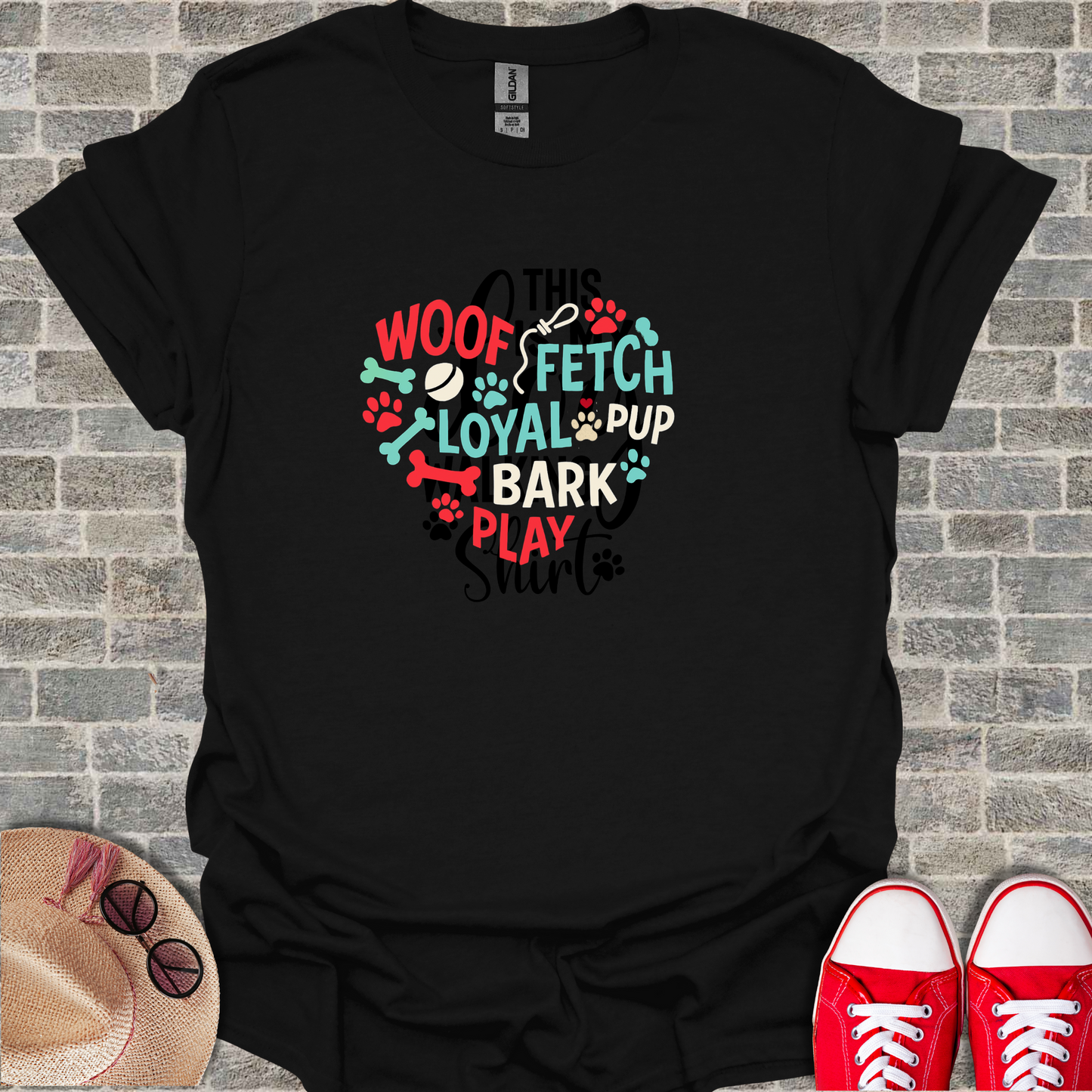 Dog Lover's Unisex T-Shirt - Woof, Fetch, Pup, Bark, Play - Perfect for Pet Owners, Birthdays, Dog Walks, or Casual Wear