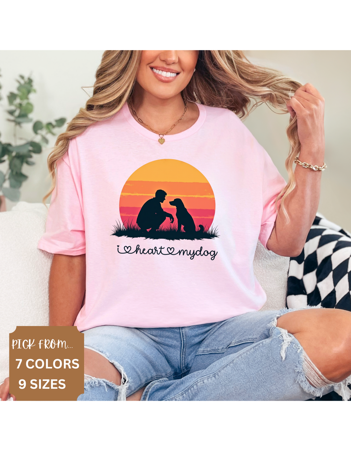 'I Heart My Dog' Phrase, Vintage Dog Lover T-Shirt