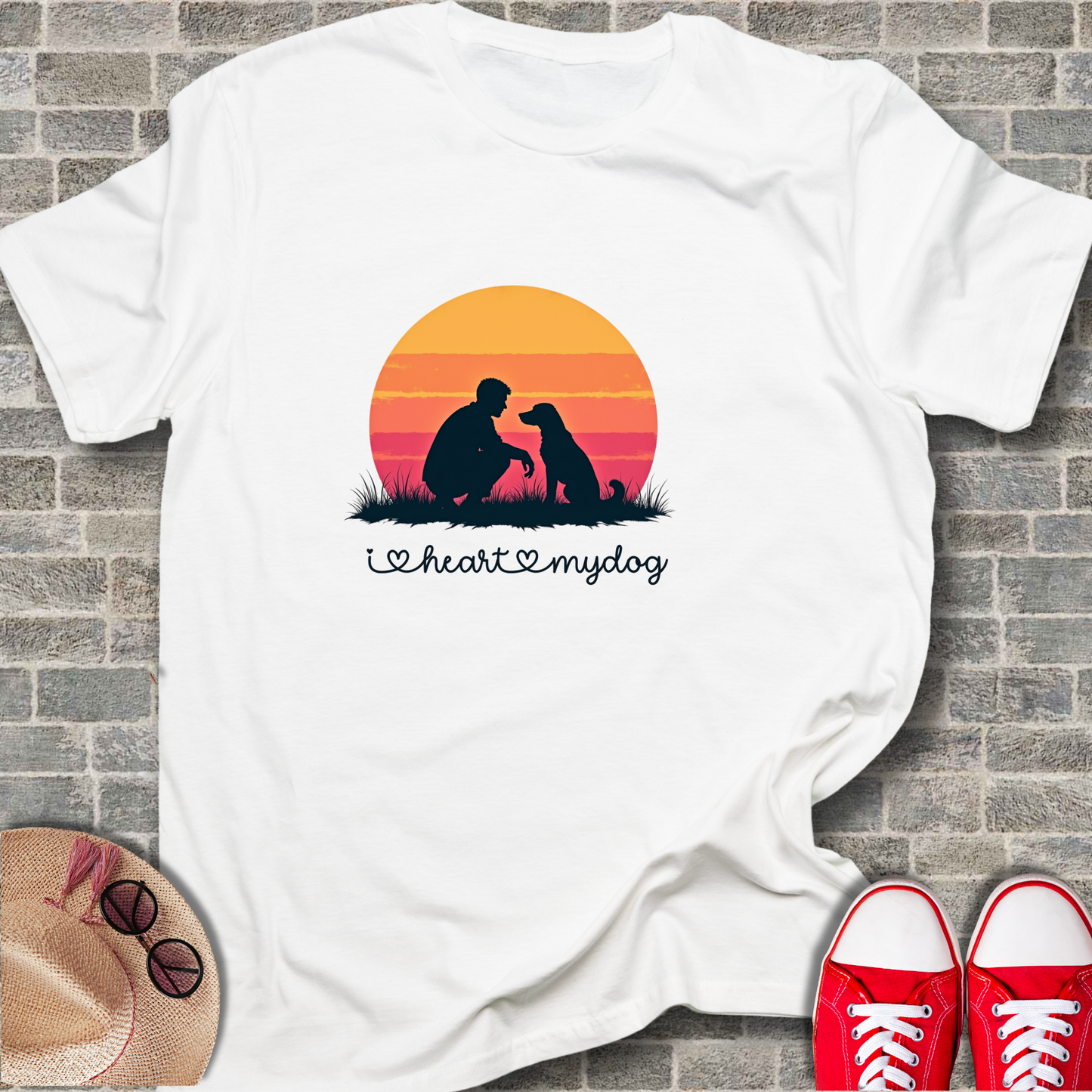 'I Heart My Dog' Phrase, Vintage Dog Lover T-Shirt