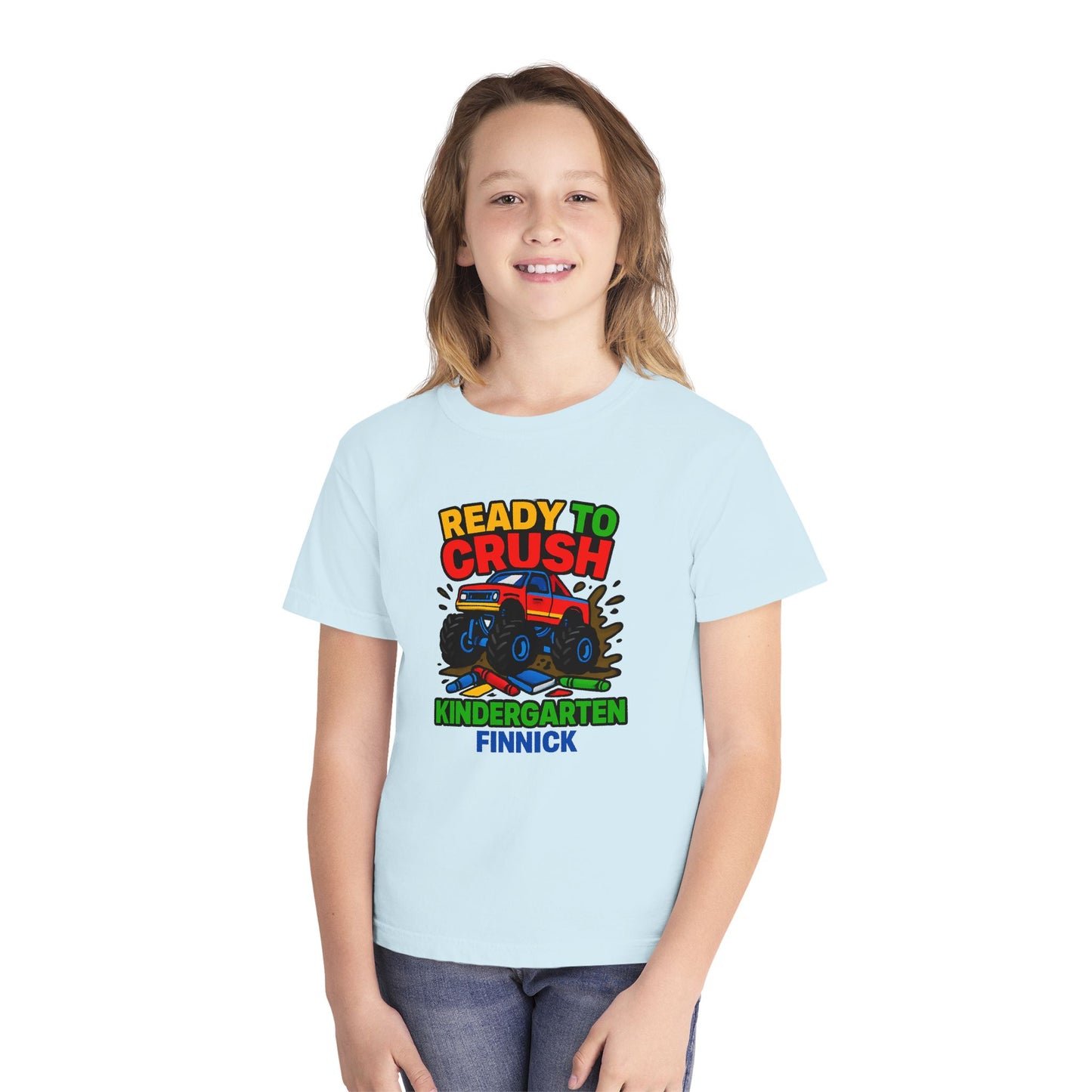 Ready to Crush Kindergarten Youth T-Shirt, Fun Kids Tee, Birthday Gift, Back-to-School Shirt, Monster Truck Design