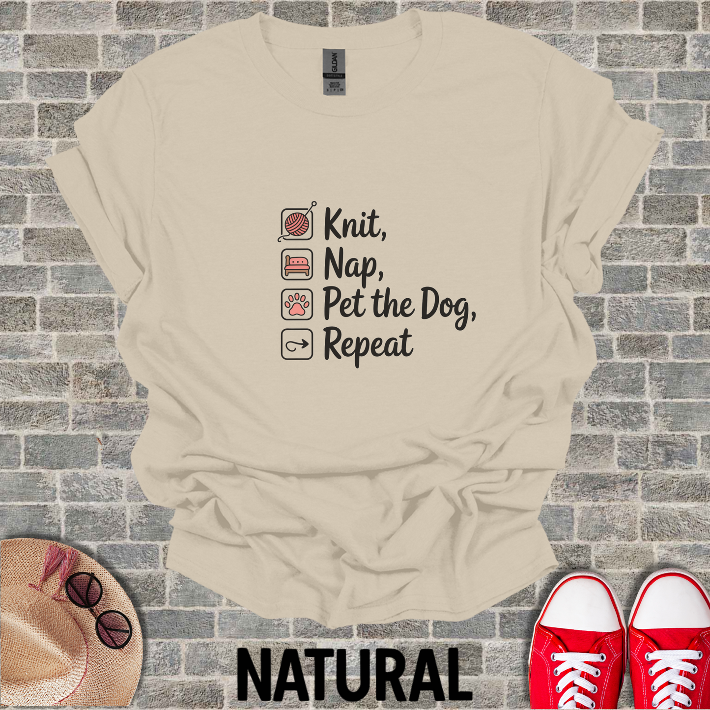 Knit Nap Pet the Dog Repeat T-Shirt