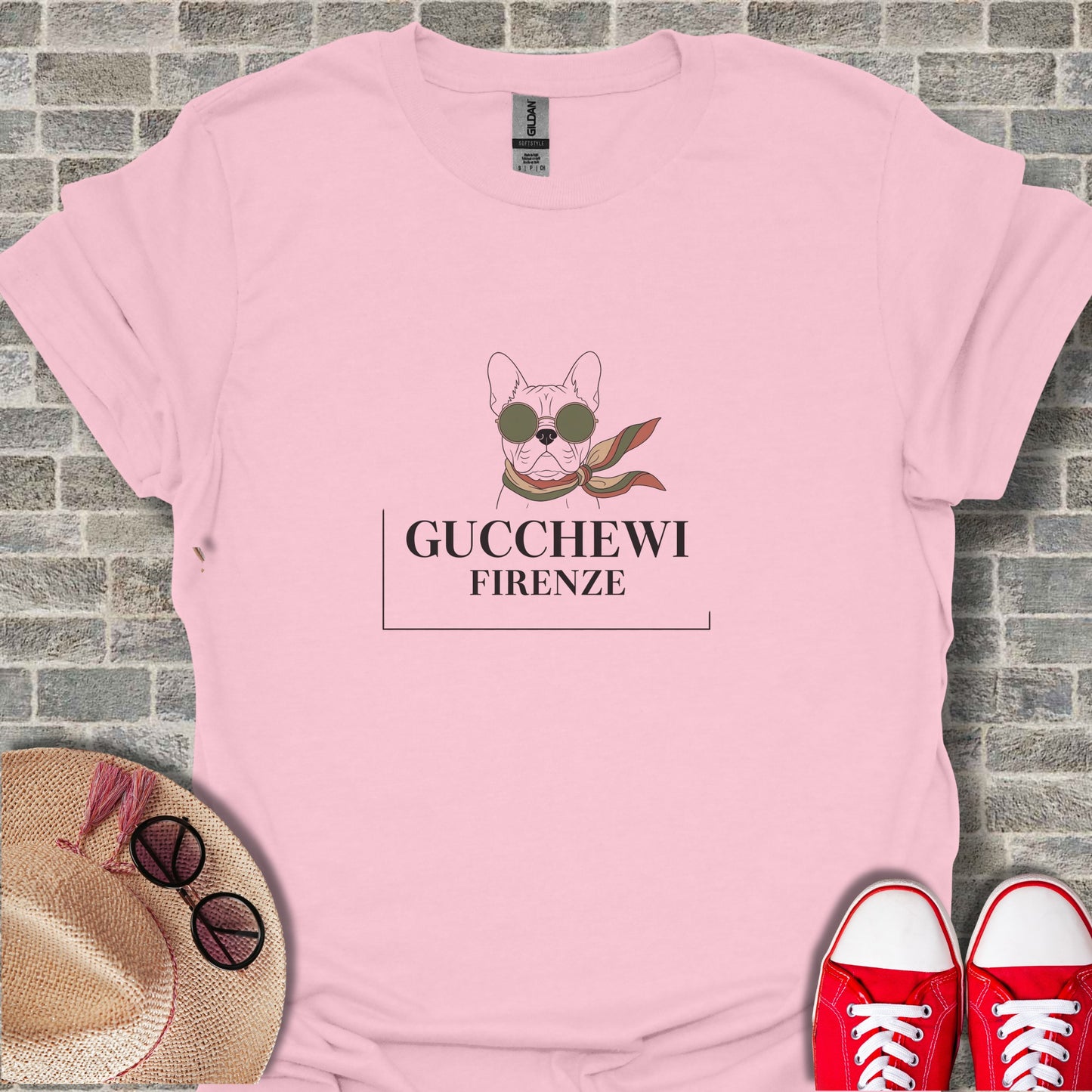 Cute Graphic Pink Tshirt with Dog Print Design