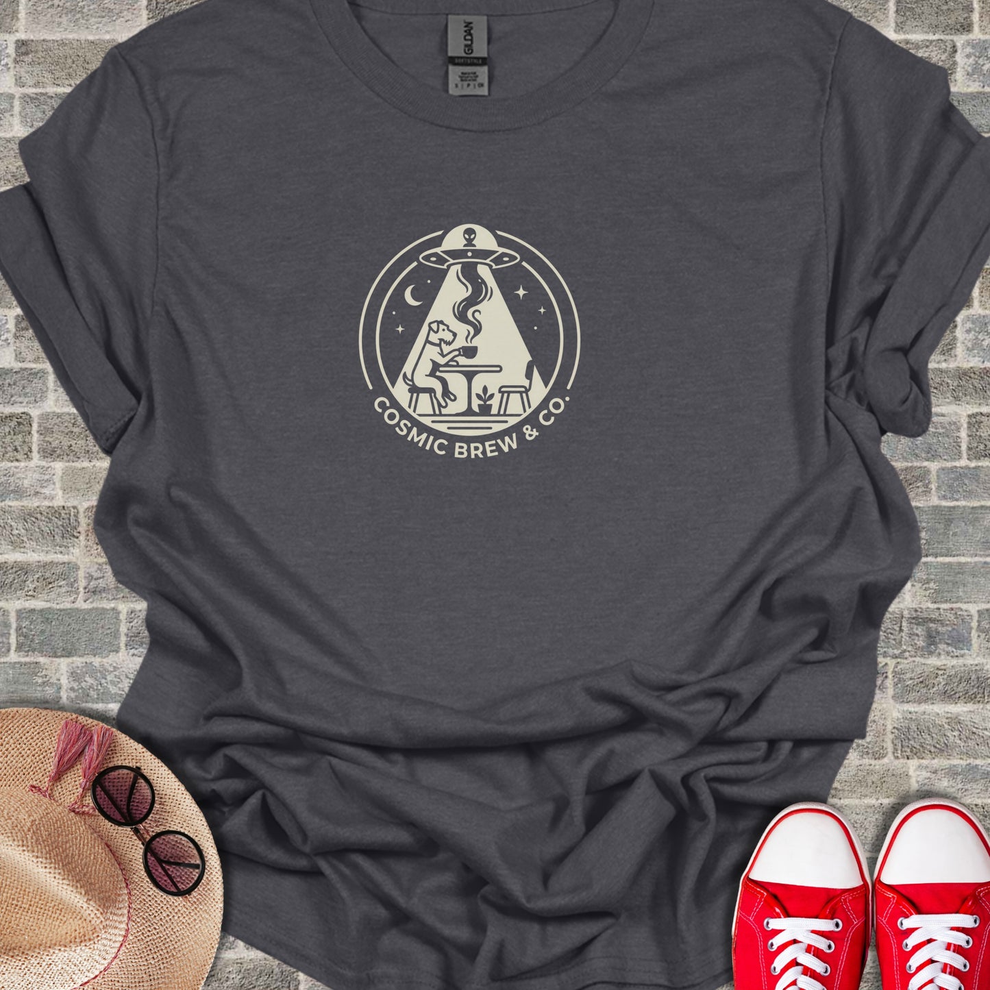 Cosmic Brew & Co. UFO Abduction Theme Graphic Shirt