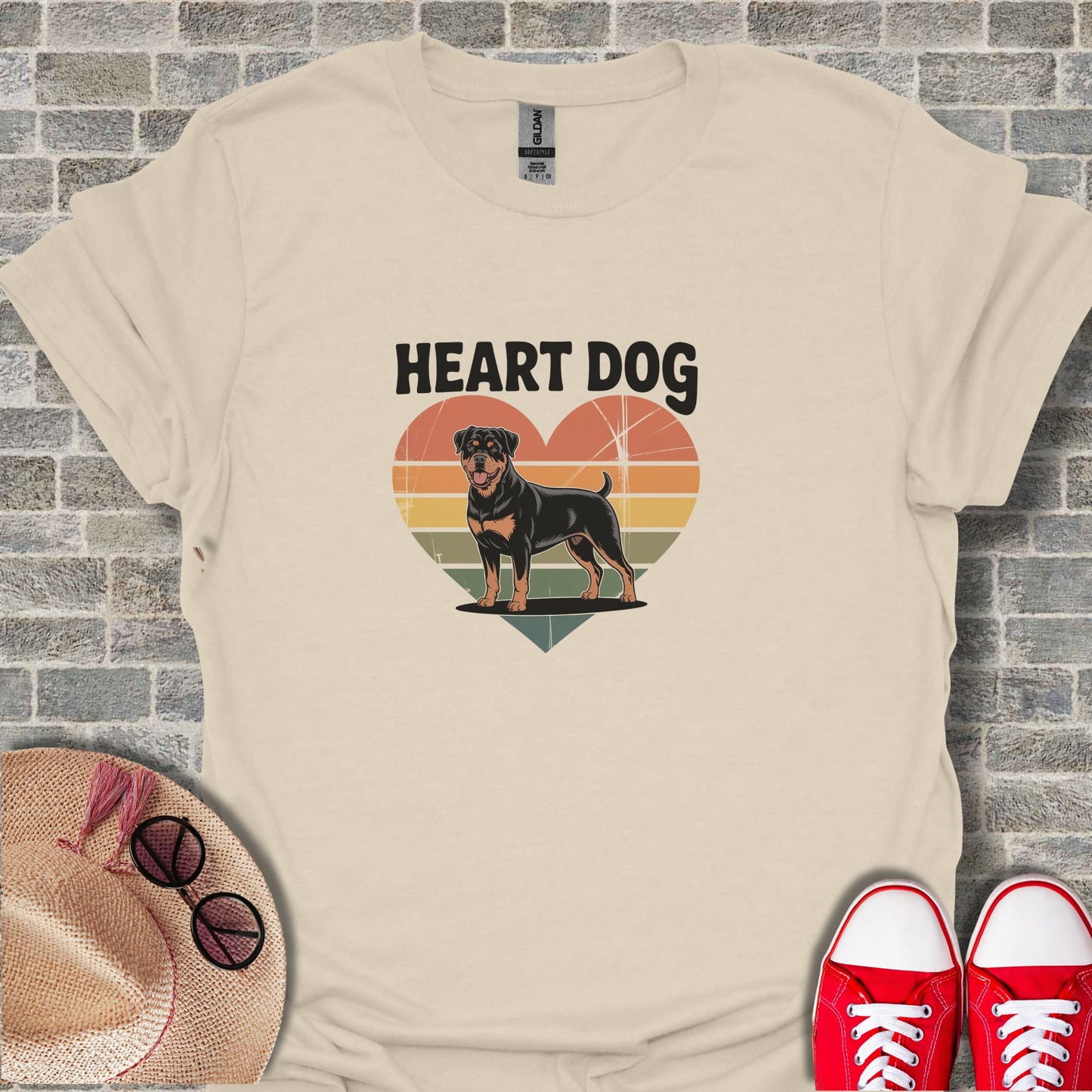 Heart Dog Graphic Tee for Retro Style Fans