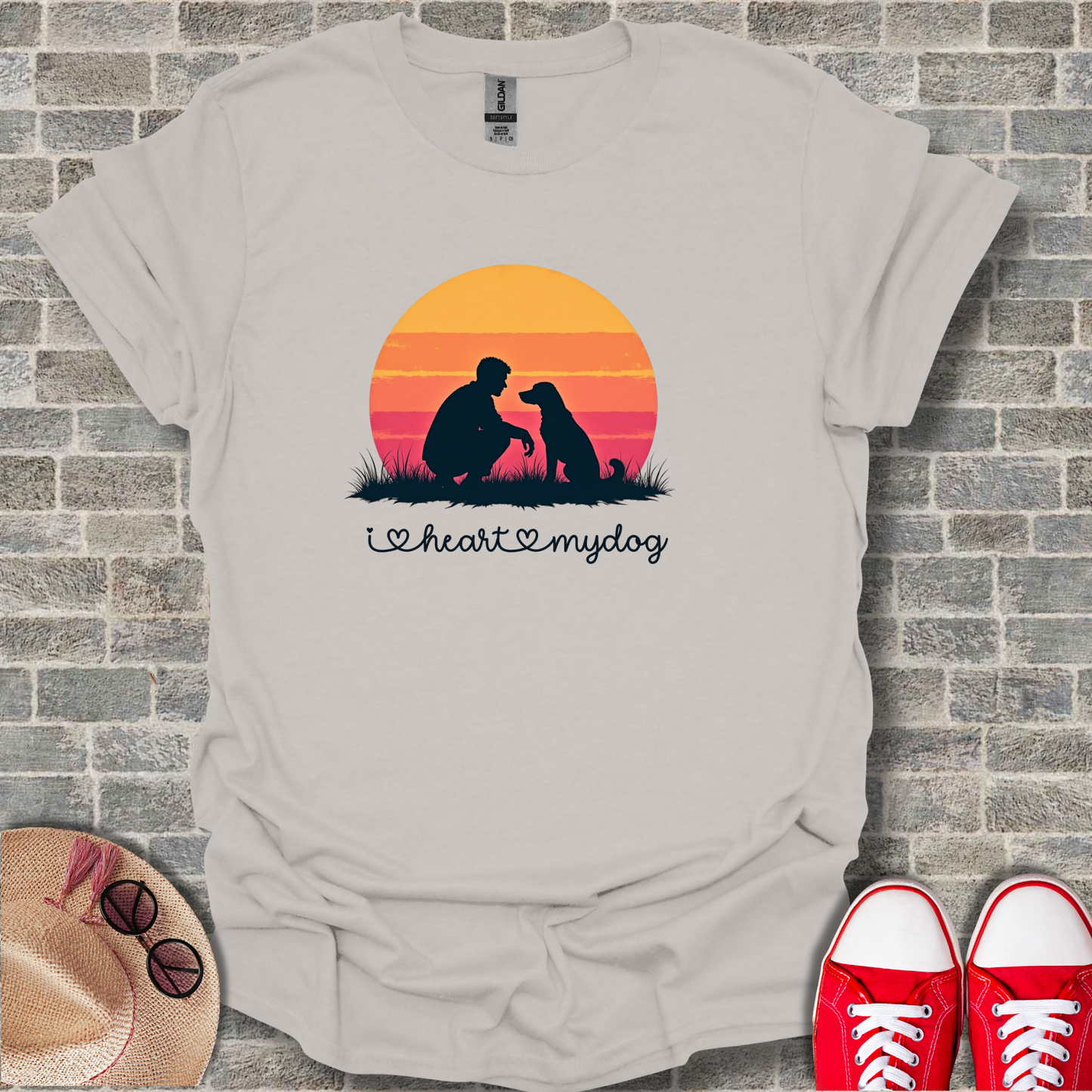 'I Heart My Dog' Phrase, Vintage Dog Lover T-Shirt