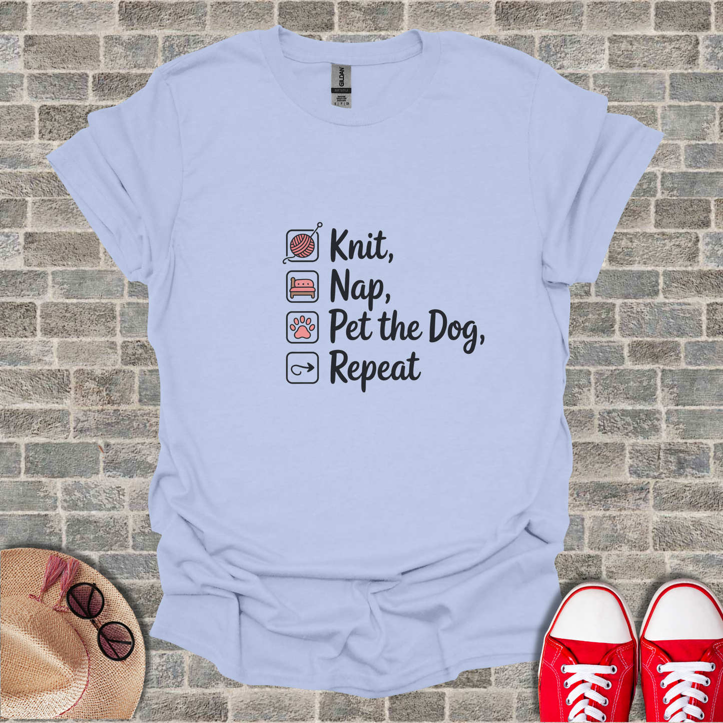 Knit Nap Pet the Dog Repeat T-Shirt