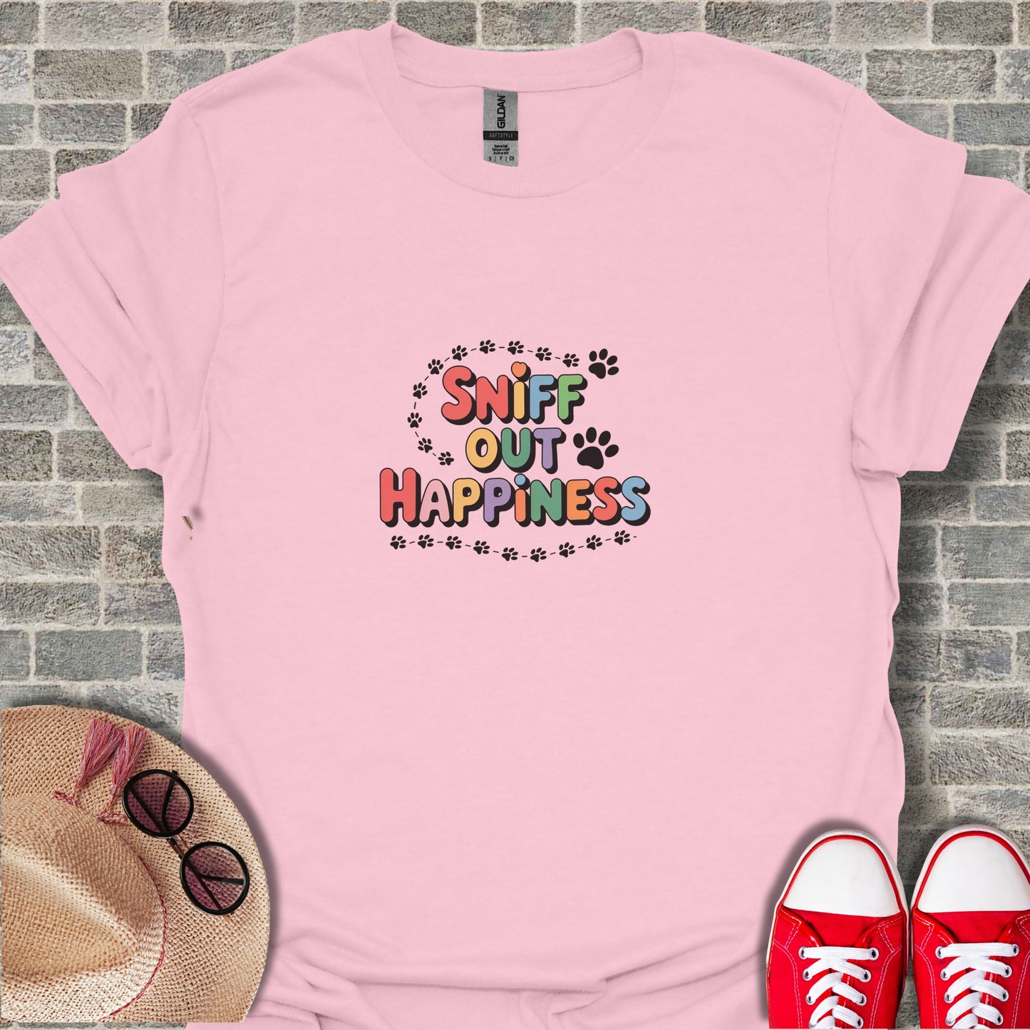Sniff Out Happiness Graphic Pink Shirt Product