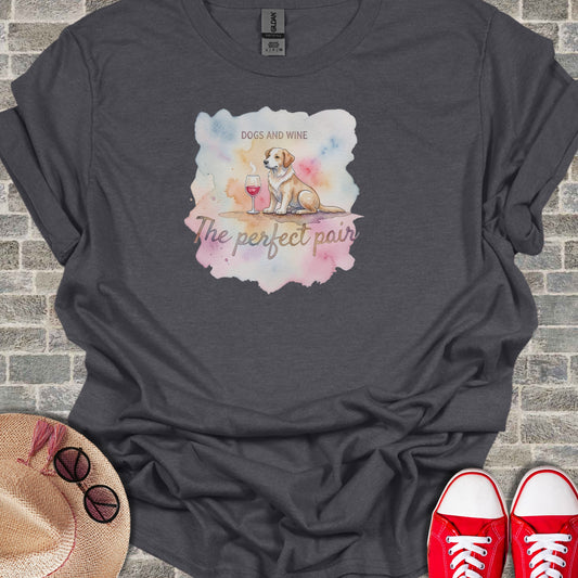 Dogs and Wine The Perfect Pair Graphic T-Shirt