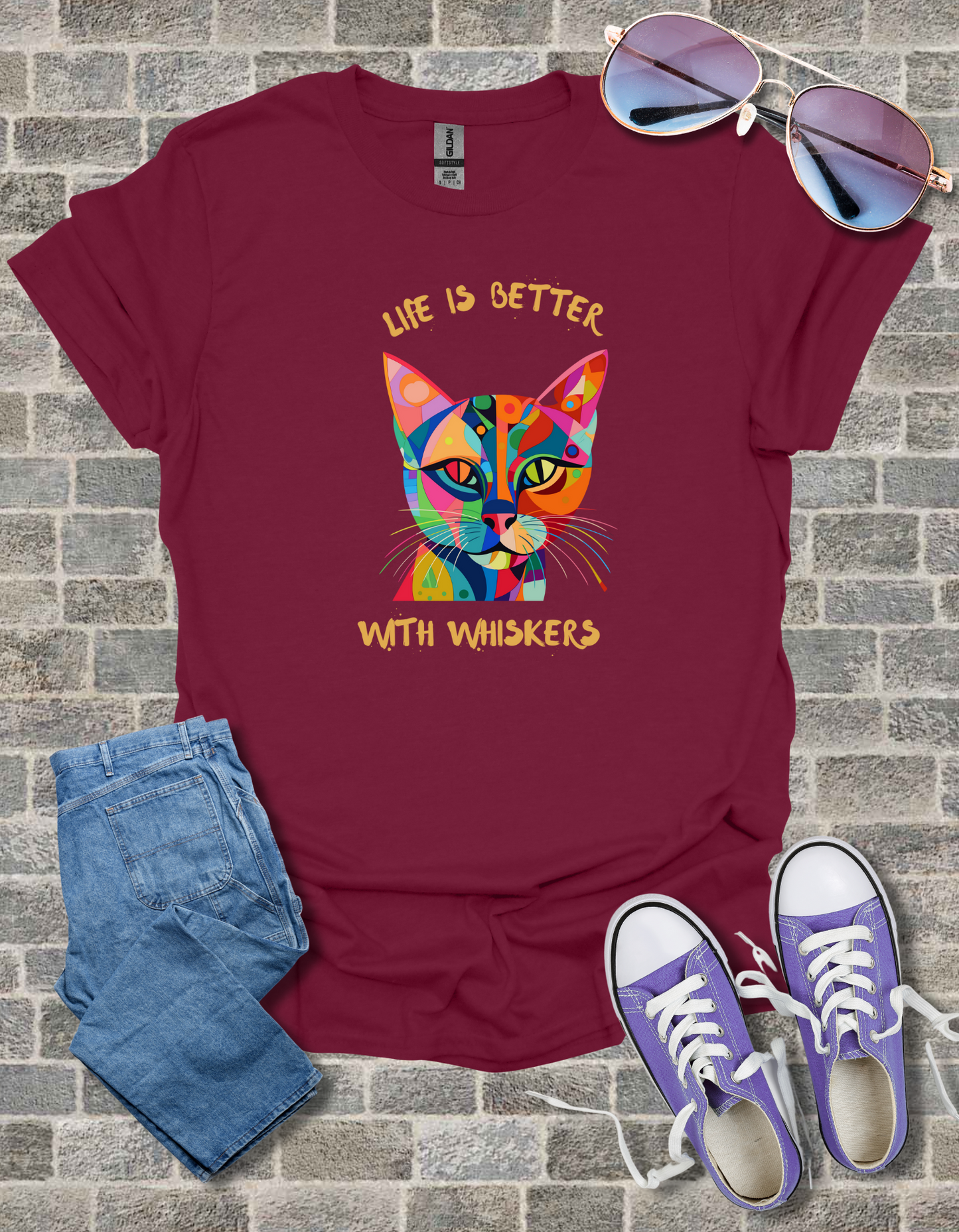 Life is Better with Whiskers T-Shirt
