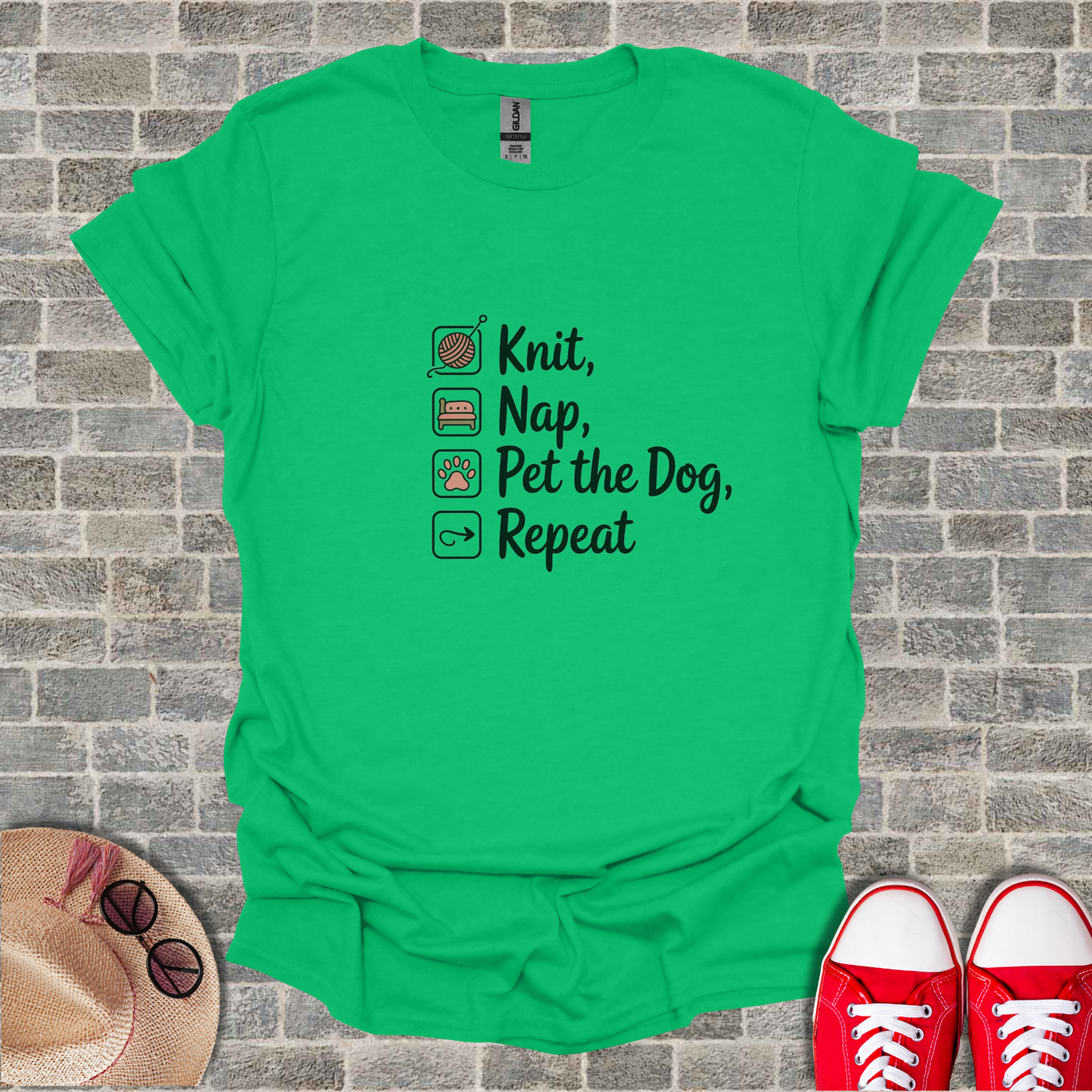 Knit Nap Pet the Dog Repeat T-Shirt