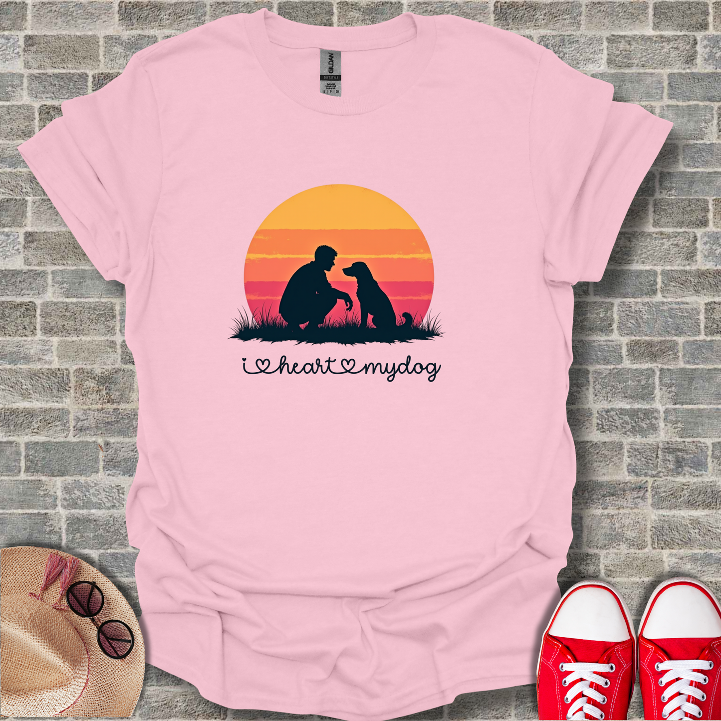 'I Heart My Dog' Phrase, Vintage Dog Lover T-Shirt