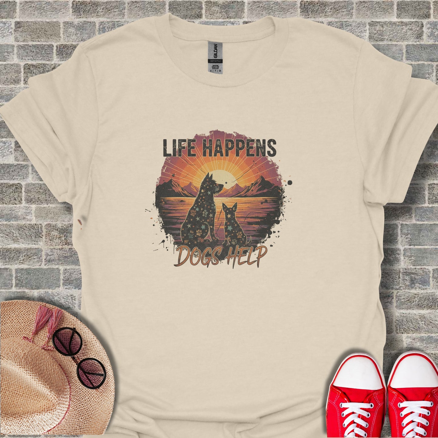 Life Happens Dogs Help Graphic Tee Shirt