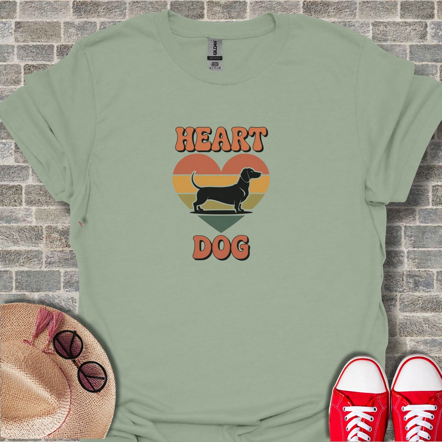 Heart Dog Graphic T-Shirt Retro Style Product