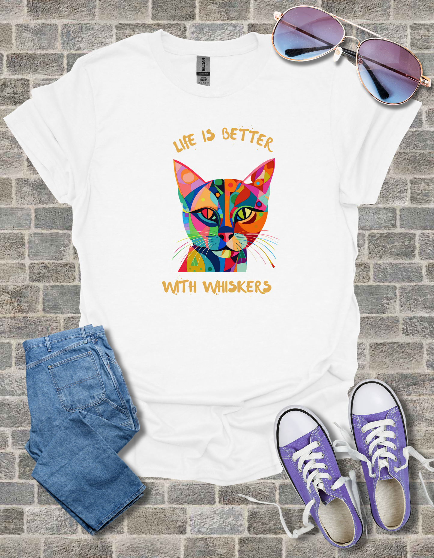 Life is Better with Whiskers T-Shirt