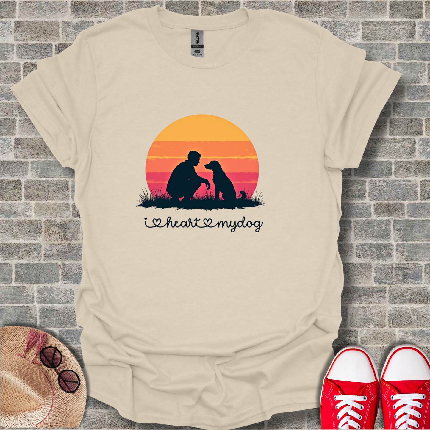 'I Heart My Dog' Phrase, Vintage Dog Lover T-Shirt