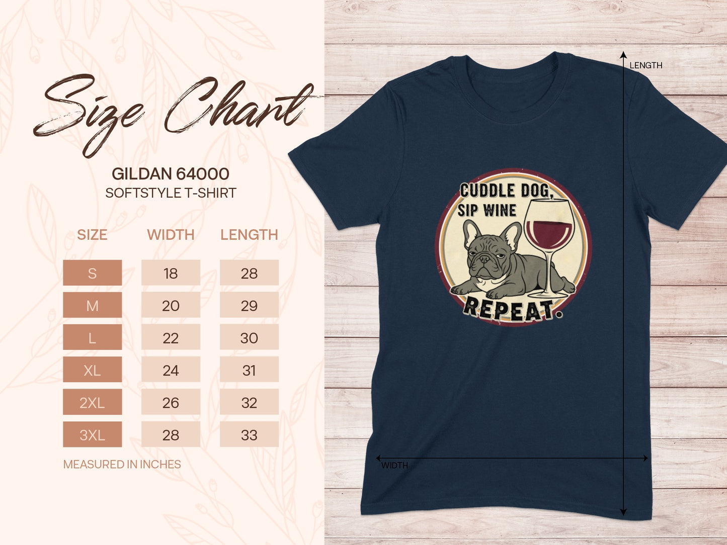 Cuddle Dog Sip Wine Repeat Gildan 64000 Softstyle T-Shirt