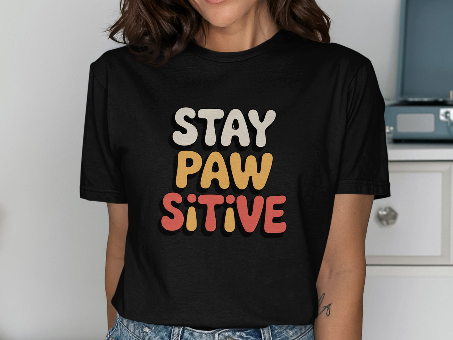 Stay Paw Sitive Graphic T-Shirt product
