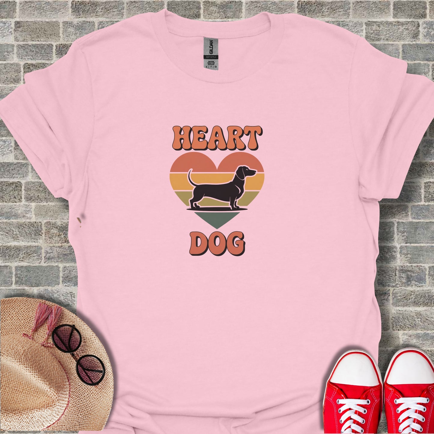 Heart Dog Graphic T-Shirt Casual Outfit Tee