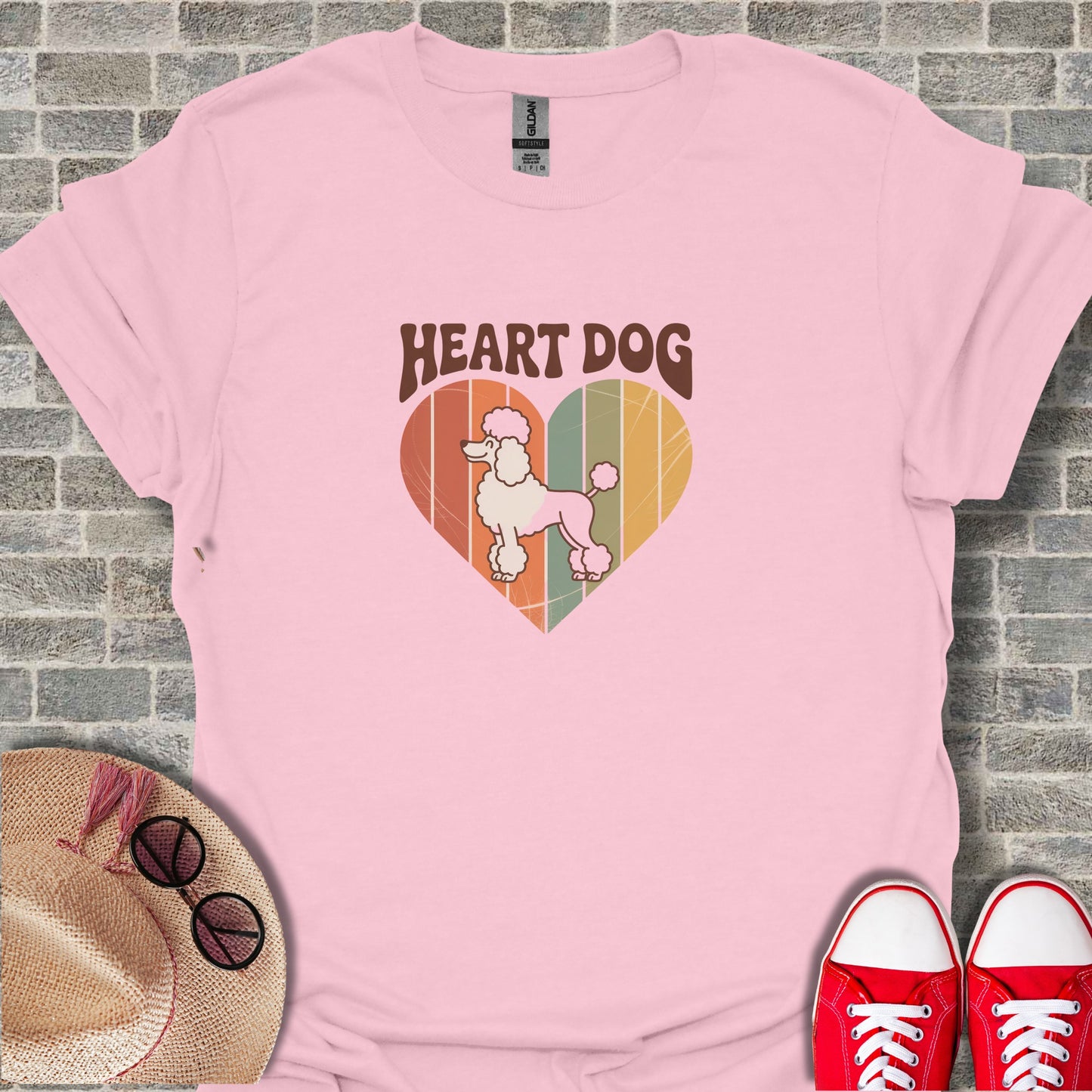 Heart Dog Retro Poodle Graphic Tee