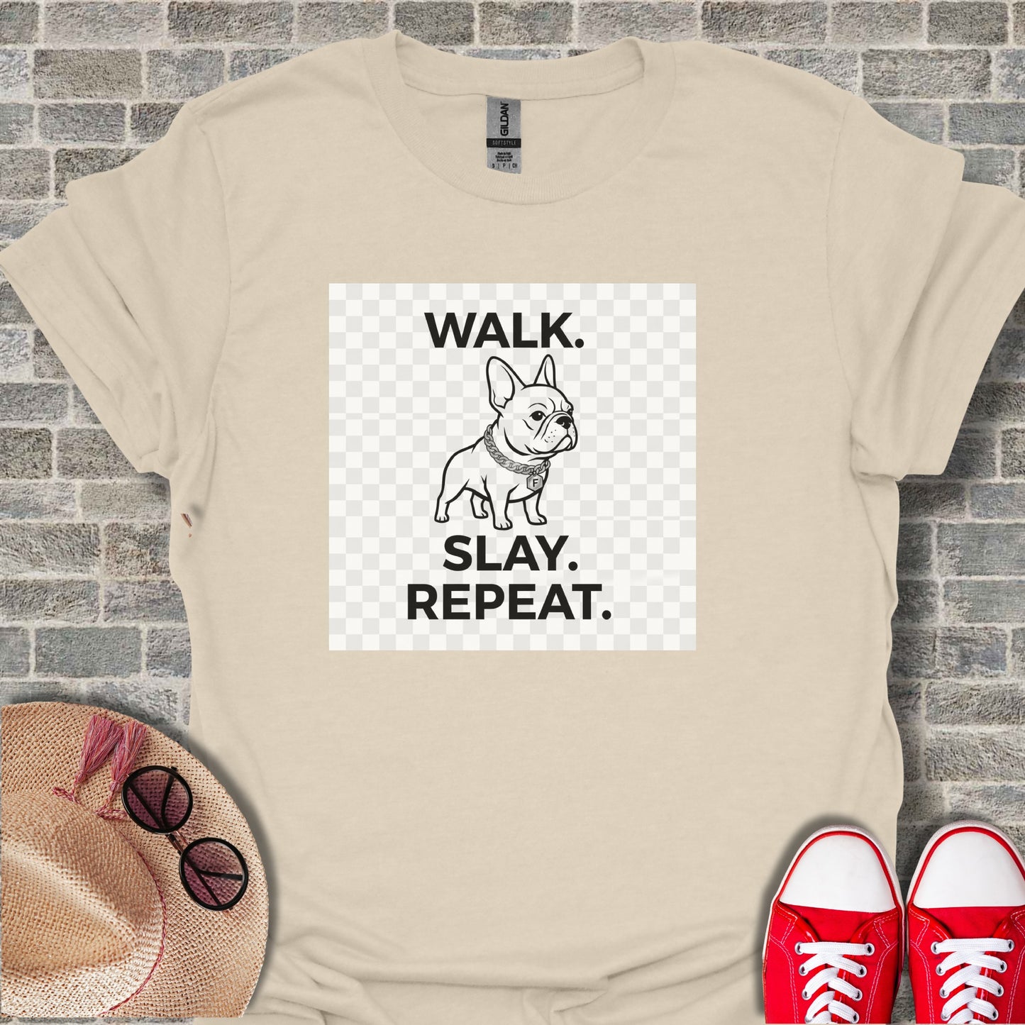 Walk Slay Repeat French Bulldog Graphic T-Shirt