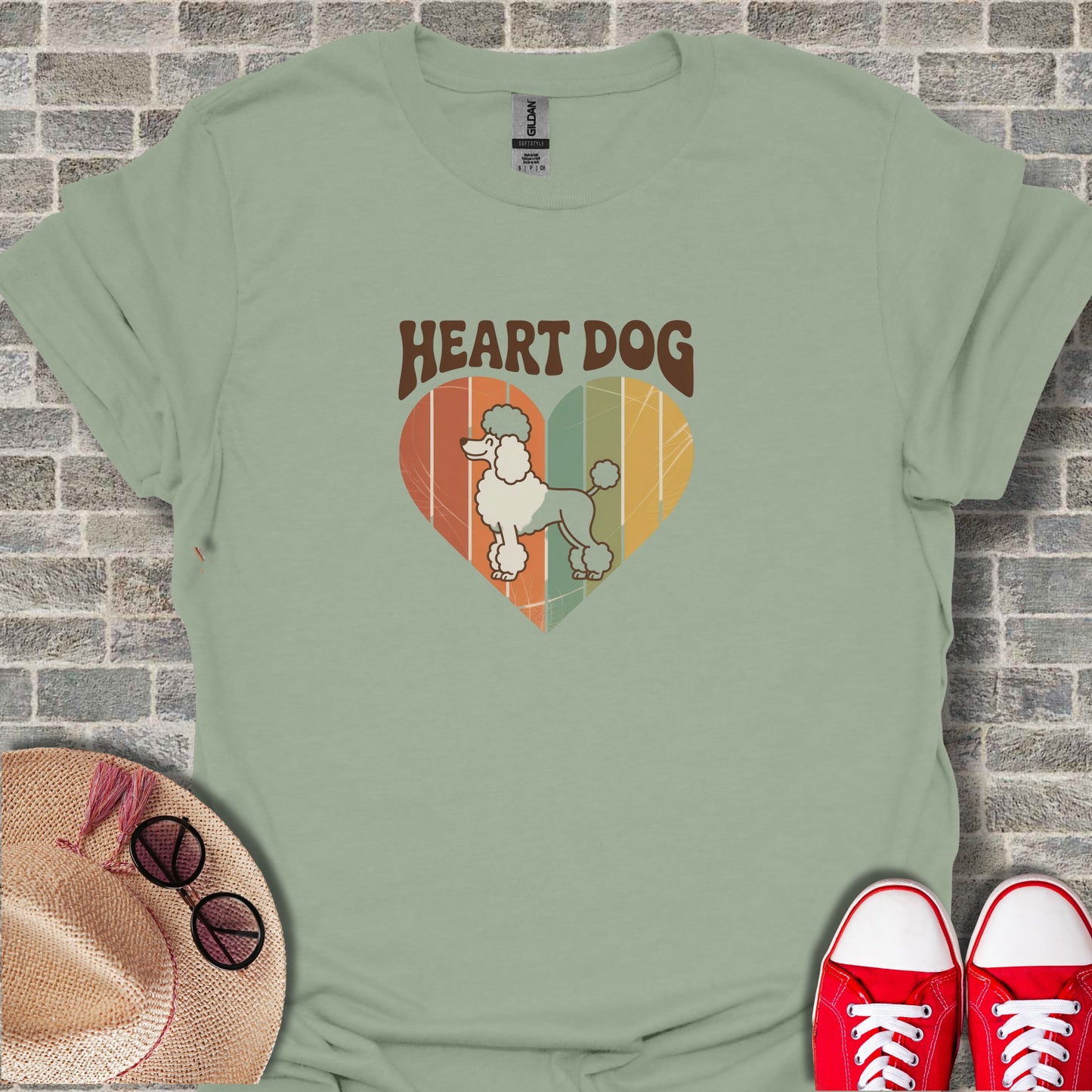 Heart Dog Graphic Tee Casual T-shirt