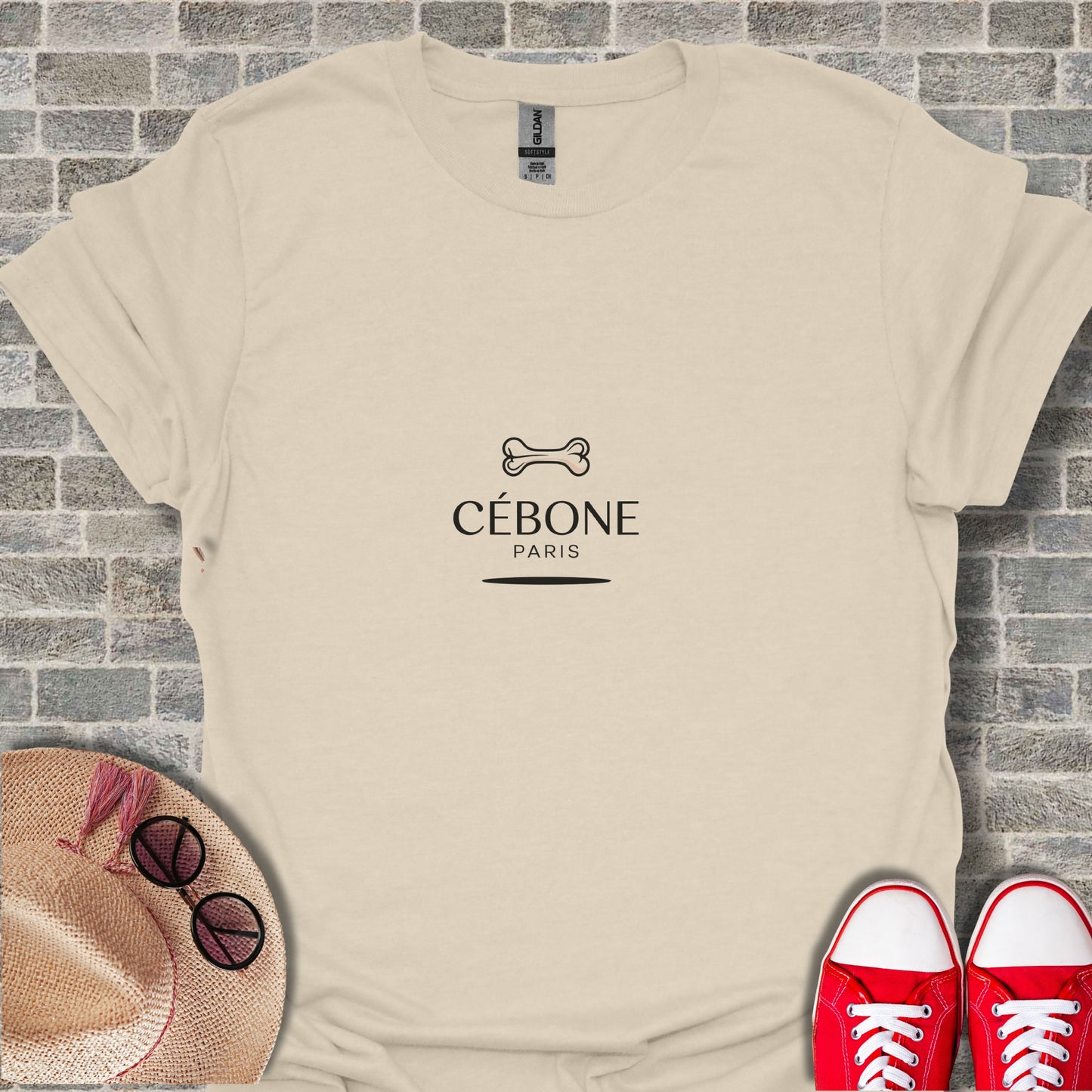 CÉBONE PARIS Logo on Casual Wear Design T-Shirt