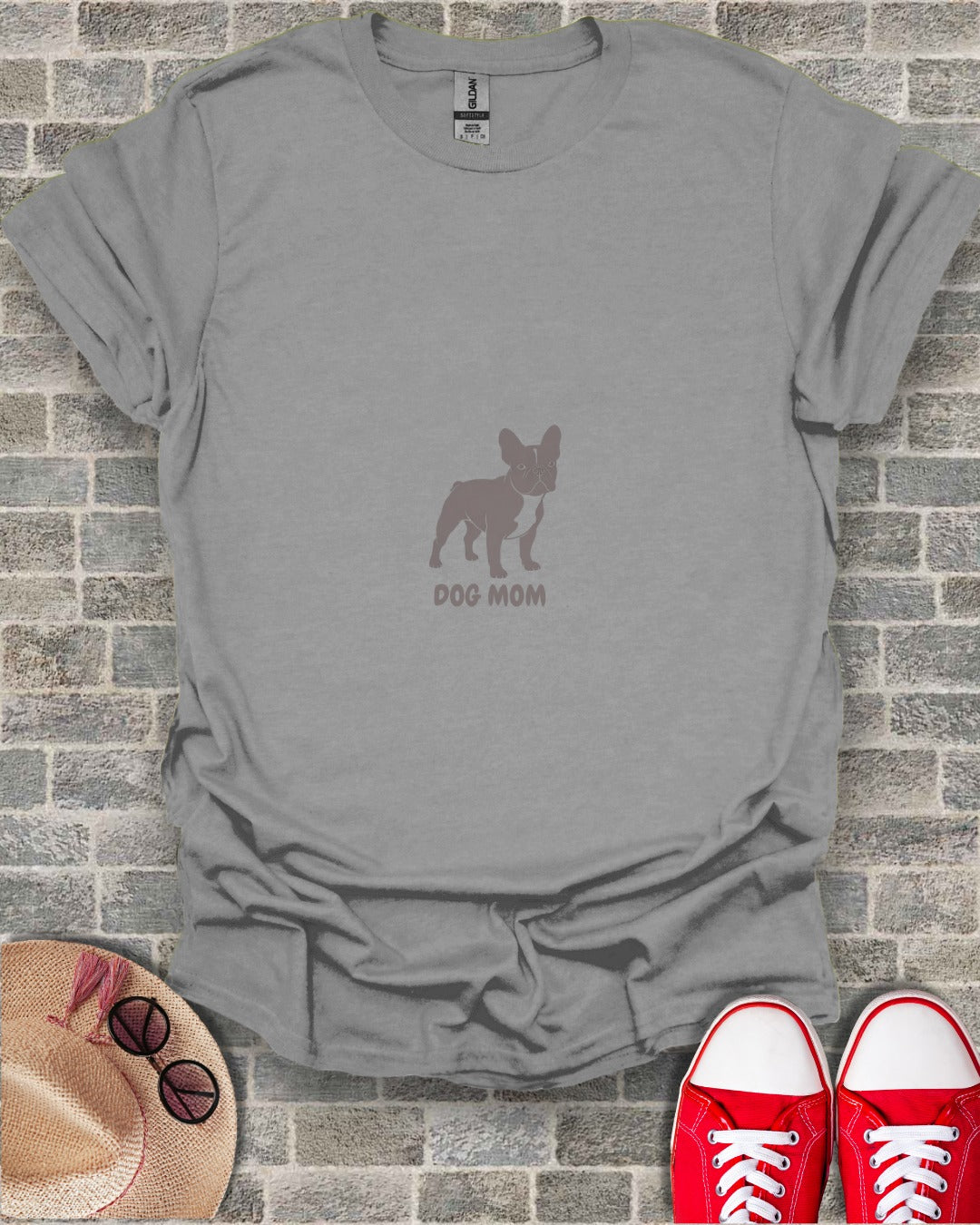 Dog Mom Graphic Tee with French Bulldog Design