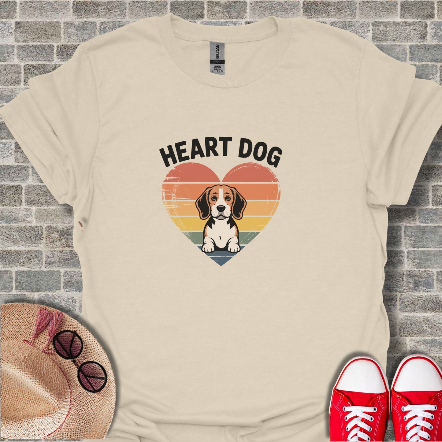 Retro Heart Dog Graphic Tee for Pet Lovers