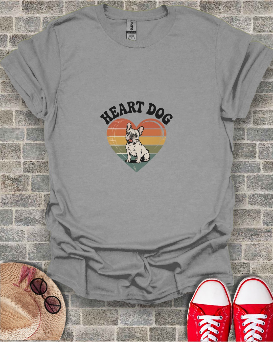 Heart Dog Graphic T-Shirt Casual Fashion Apparel