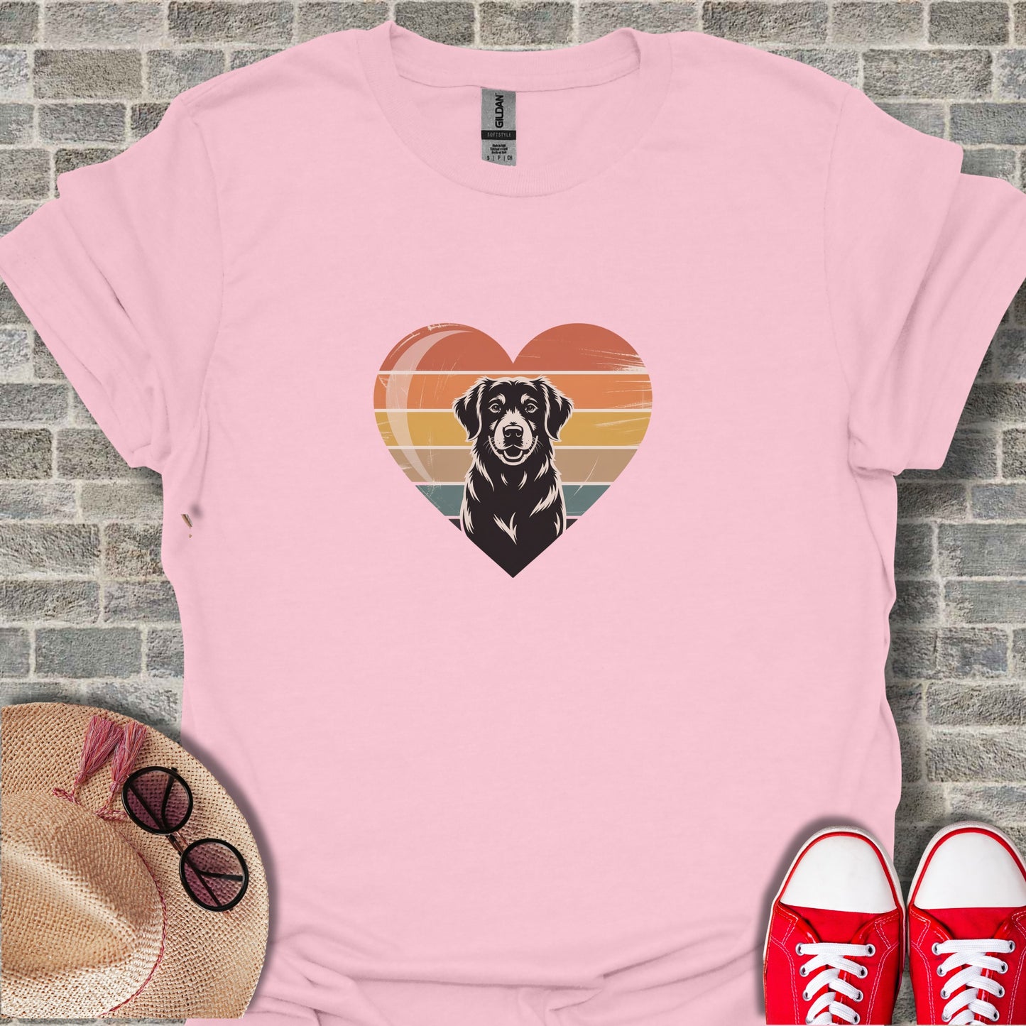 Retro Heart Dog Graphic Tee for Dog Lovers Products