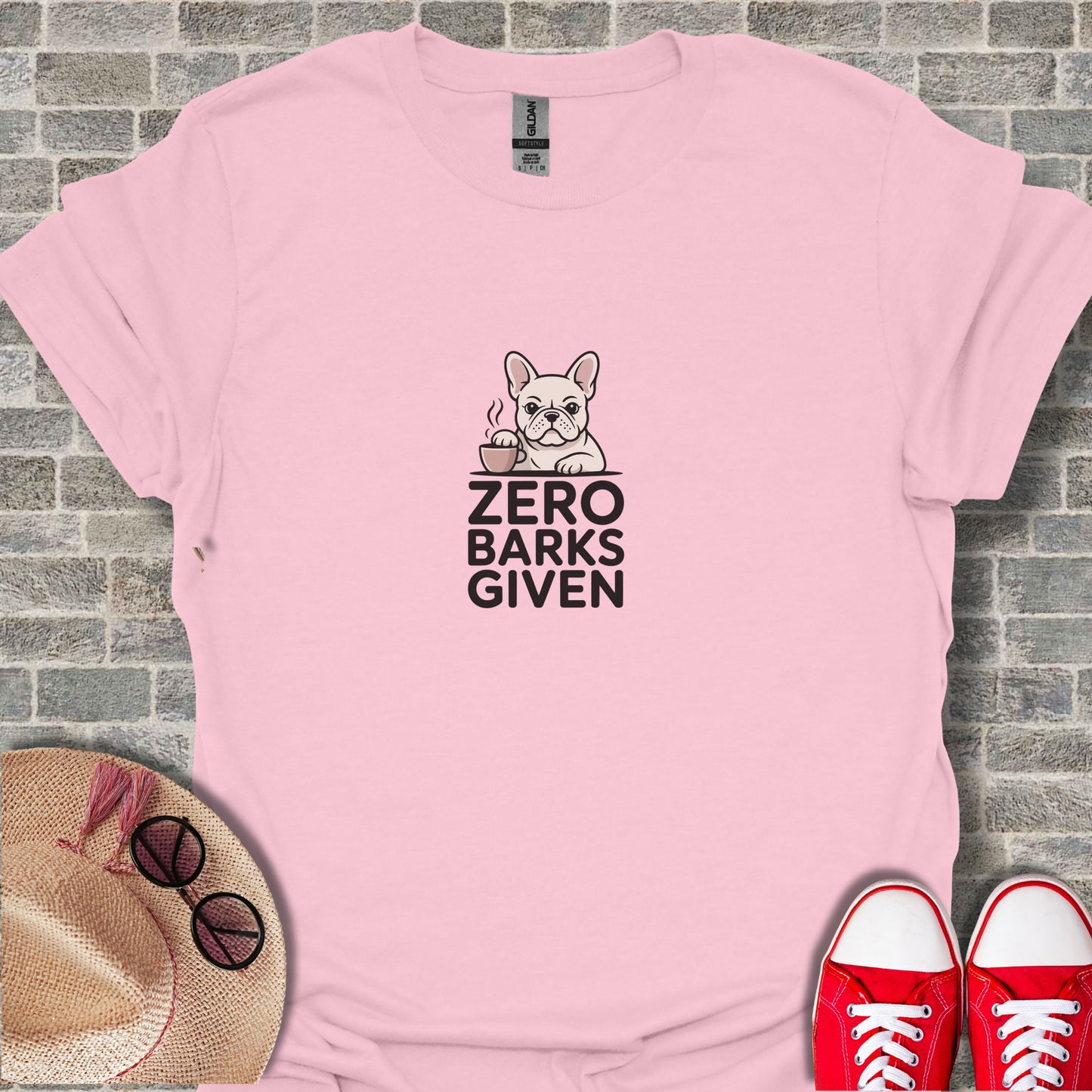 Zero Barks Given French Bulldog Graphic T-shirt
